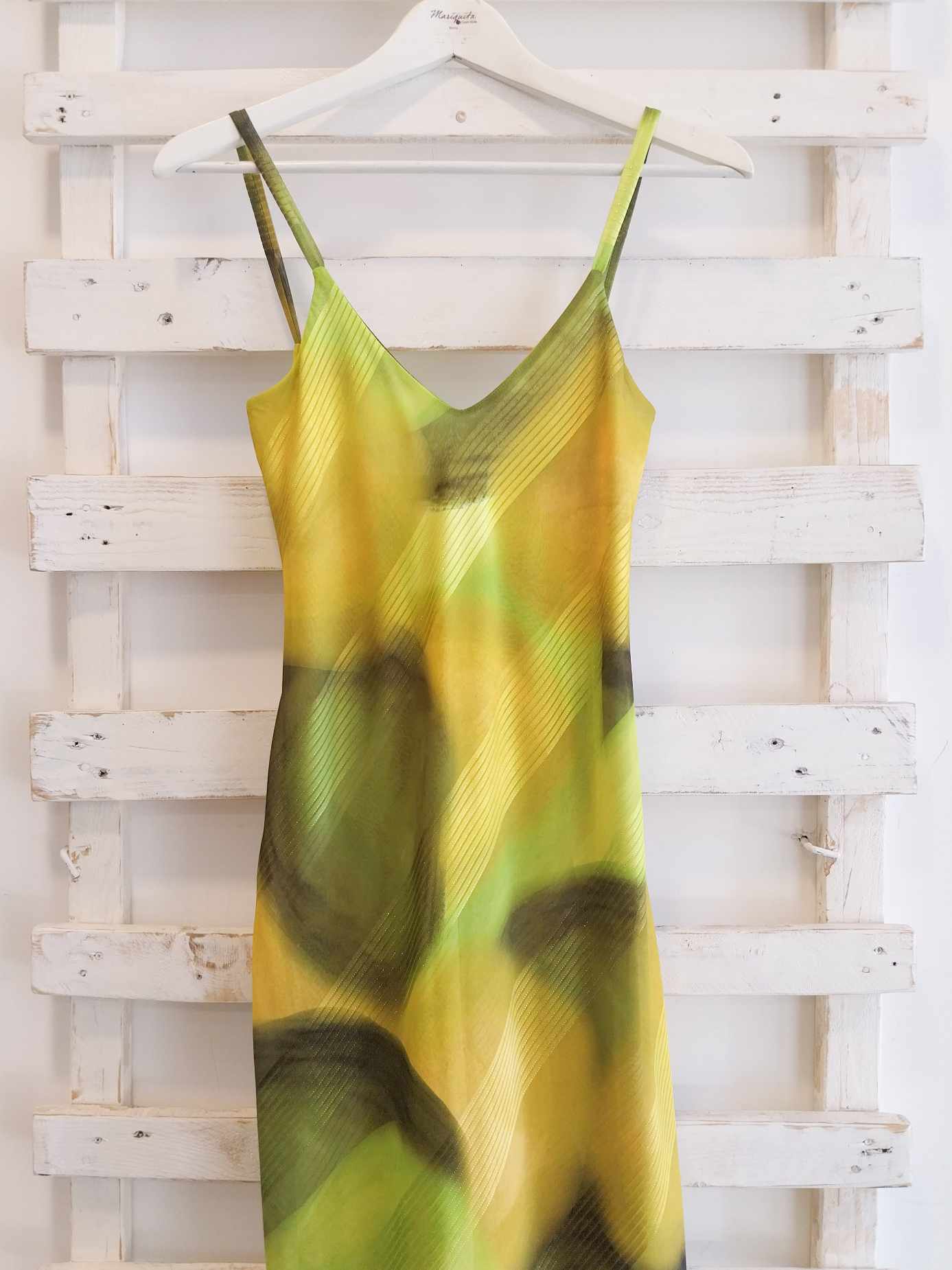 ABITO LUNGO SPALLINE SOTTILI - BOLLE LIME