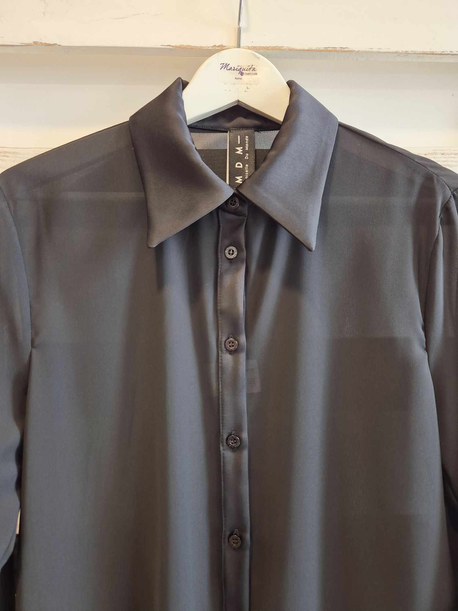 CAMICIA COLLO RASO - nero