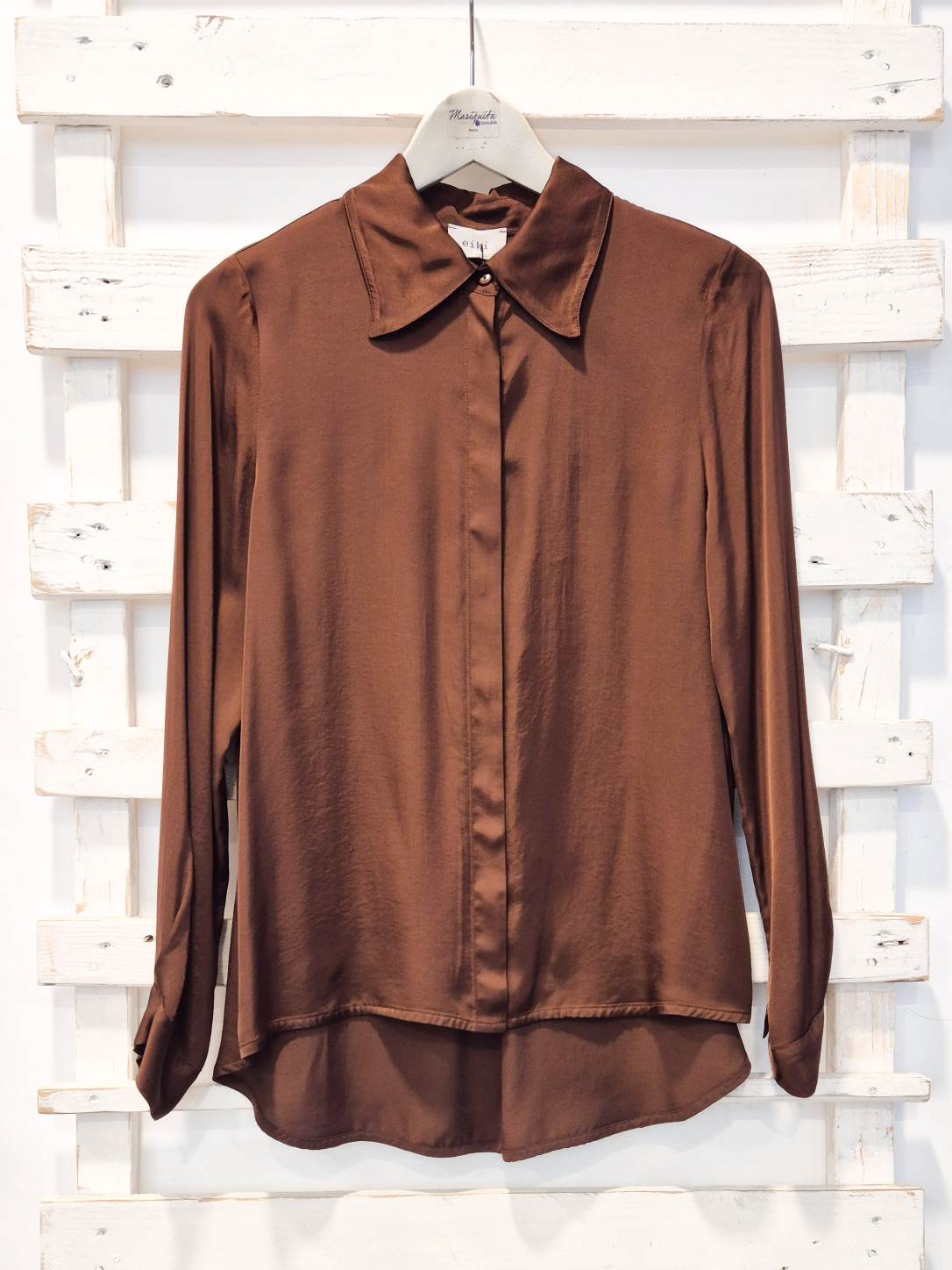 CAMICIA 100% VISCOSA - Cioccolato
