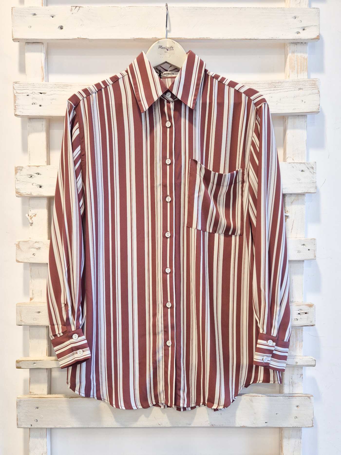 CAMICIA RIGHE - Burgundy