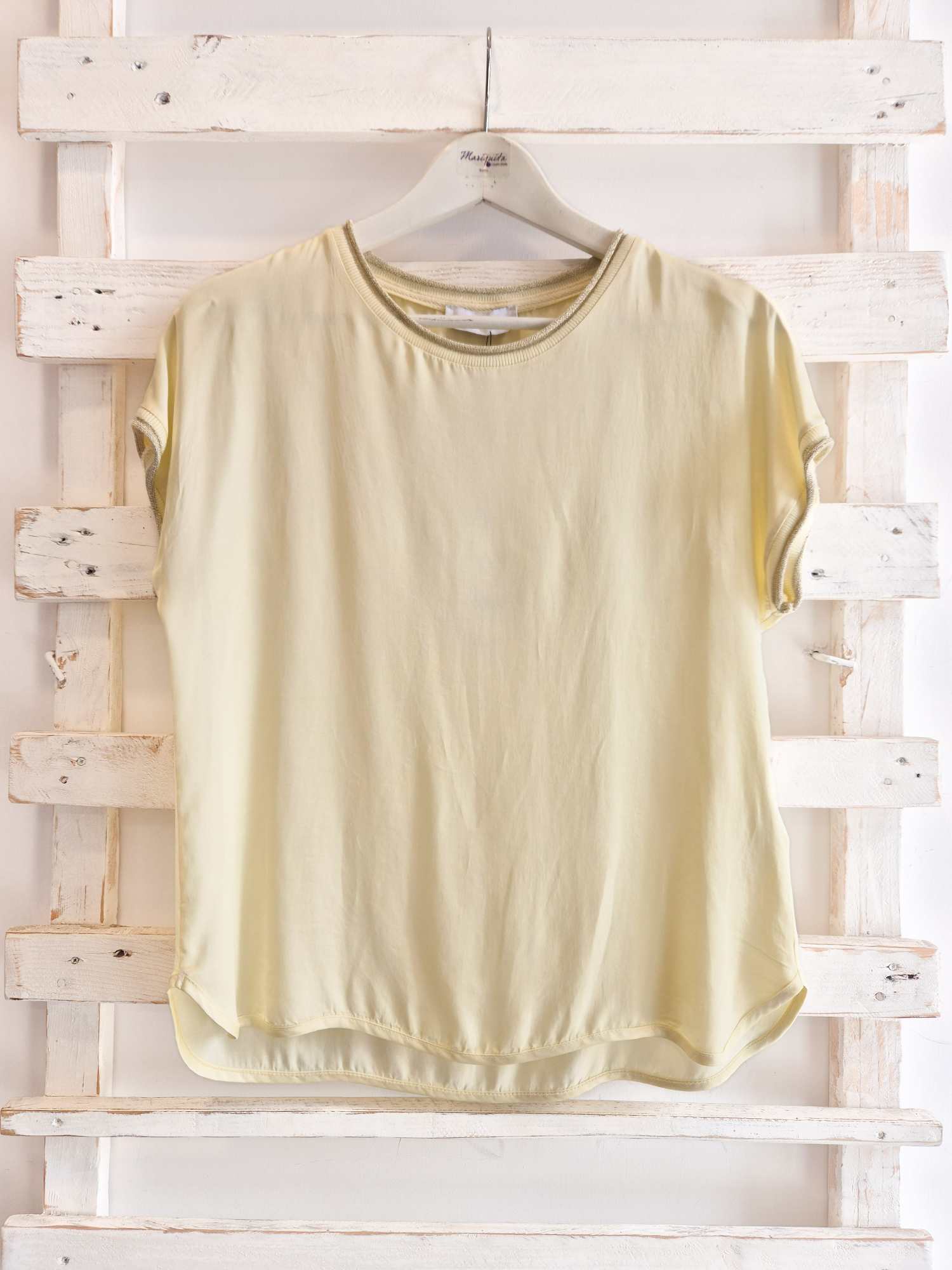 T-SHIRT COLLO LUREX - Giallo