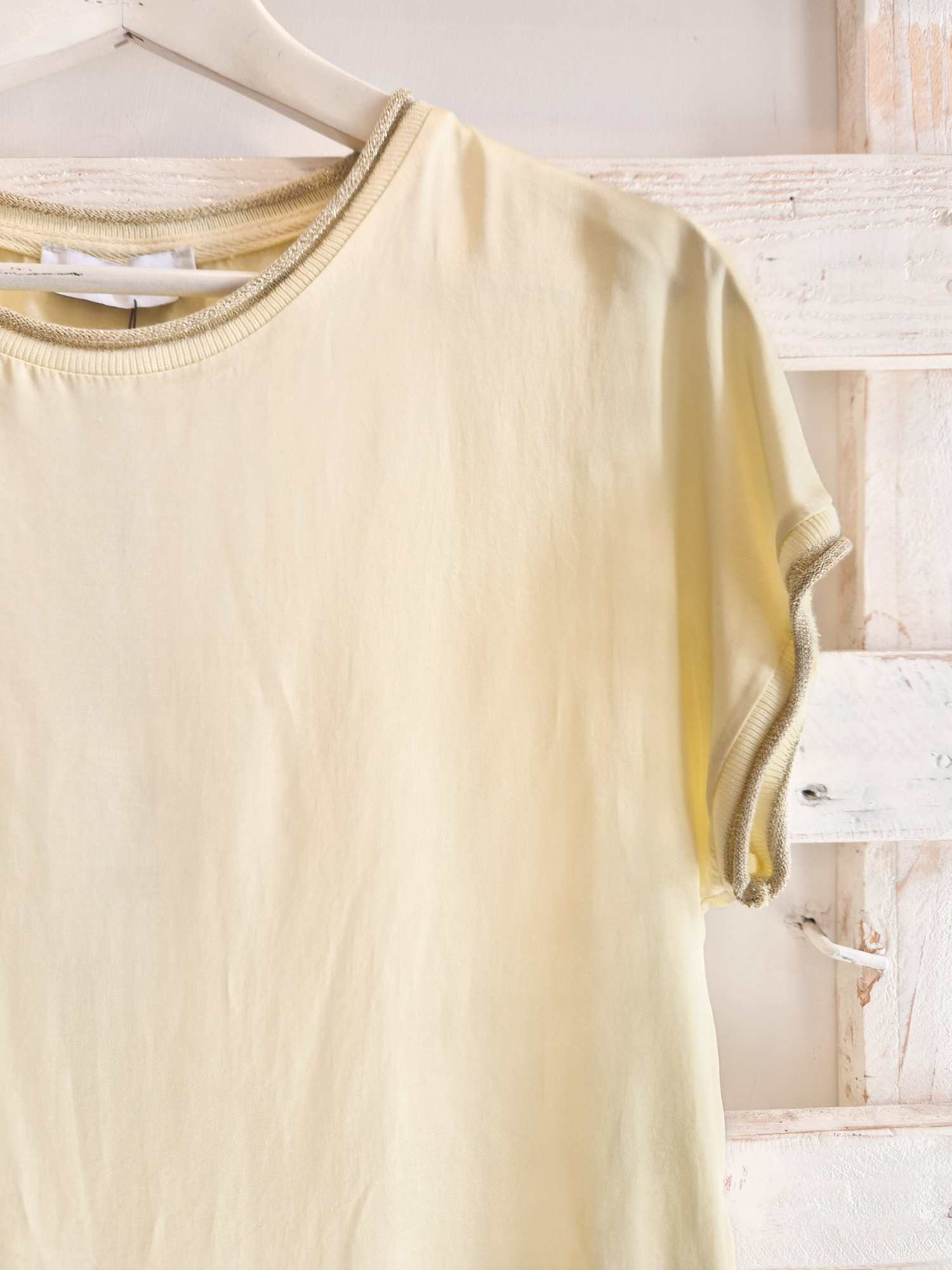 T-SHIRT COLLO LUREX - Giallo