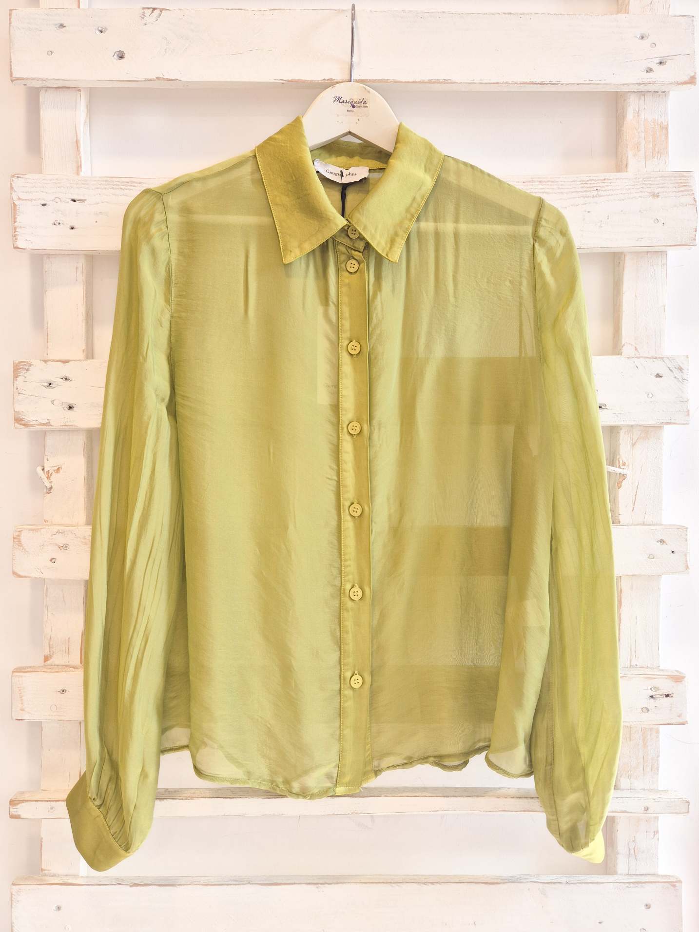 CAMICIA MISTO SETA - Pistacchio