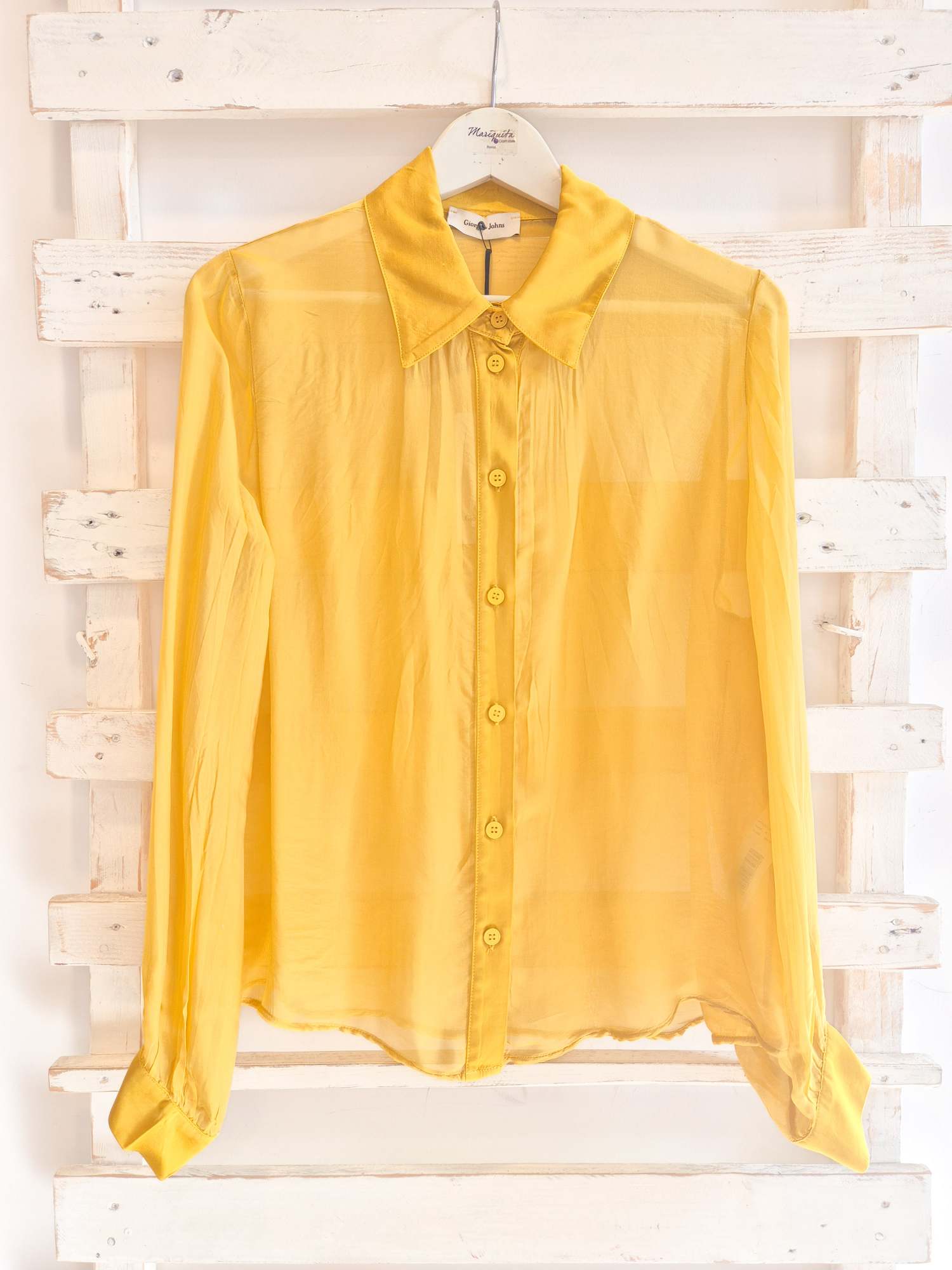 CAMICIA MISTO SETA - Giallo