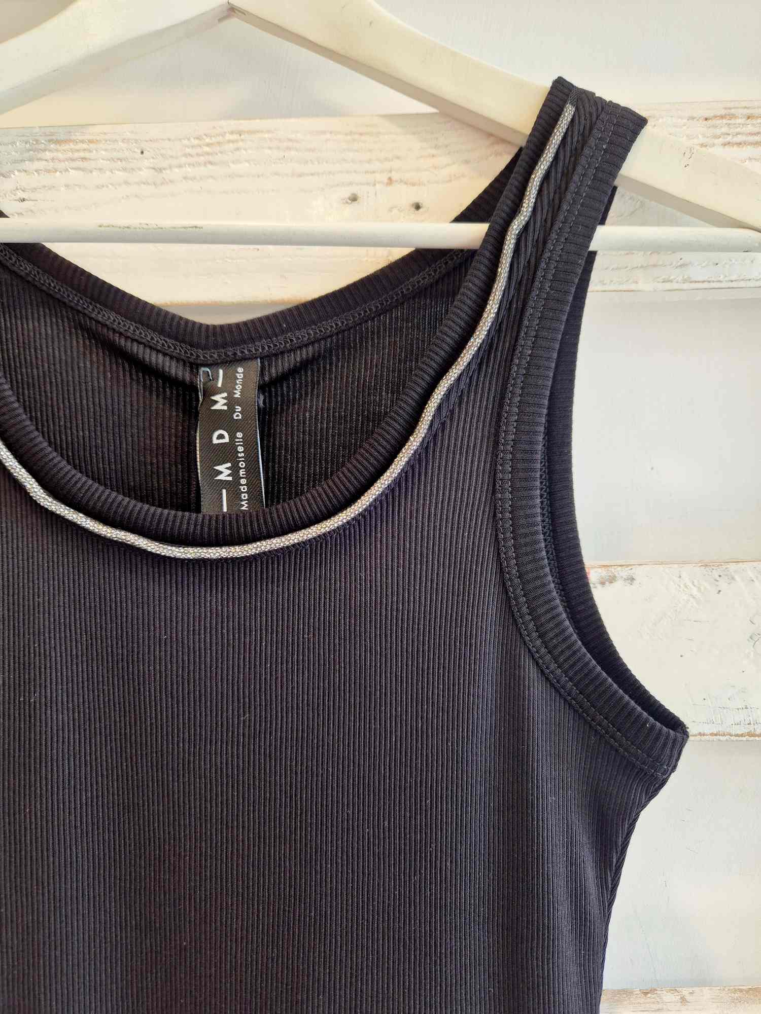 CANOTTA FILO STRASS - nero