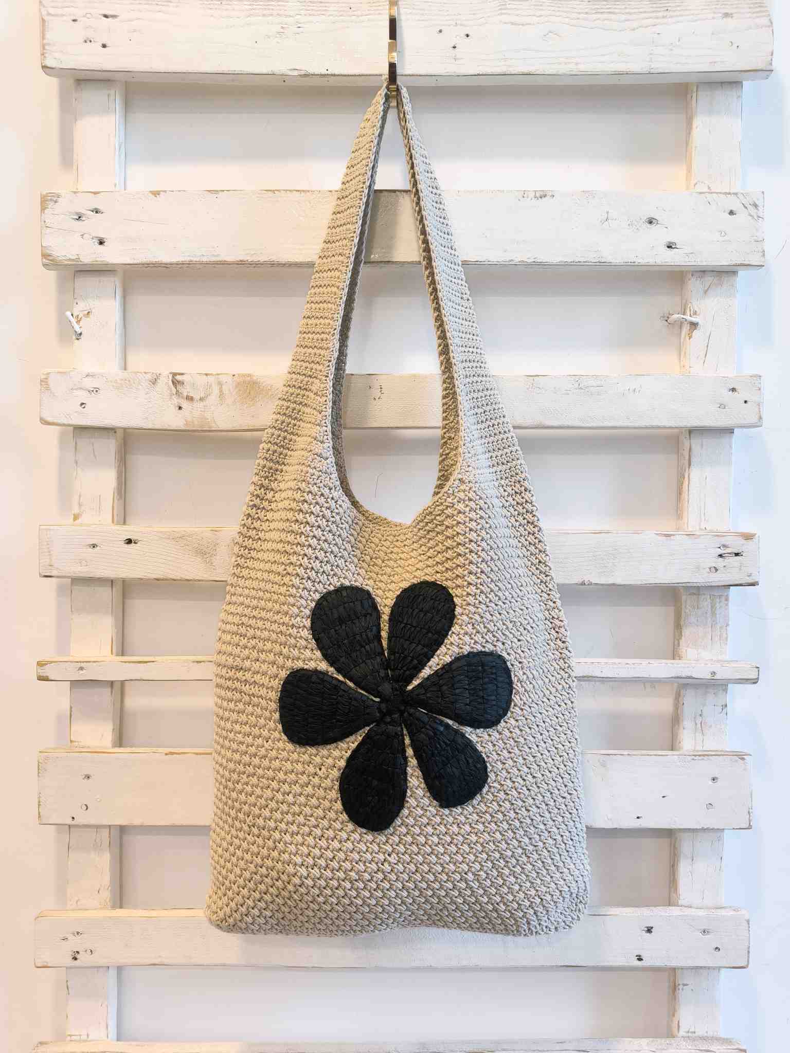 BORSA CROCHET FIORE - naturale