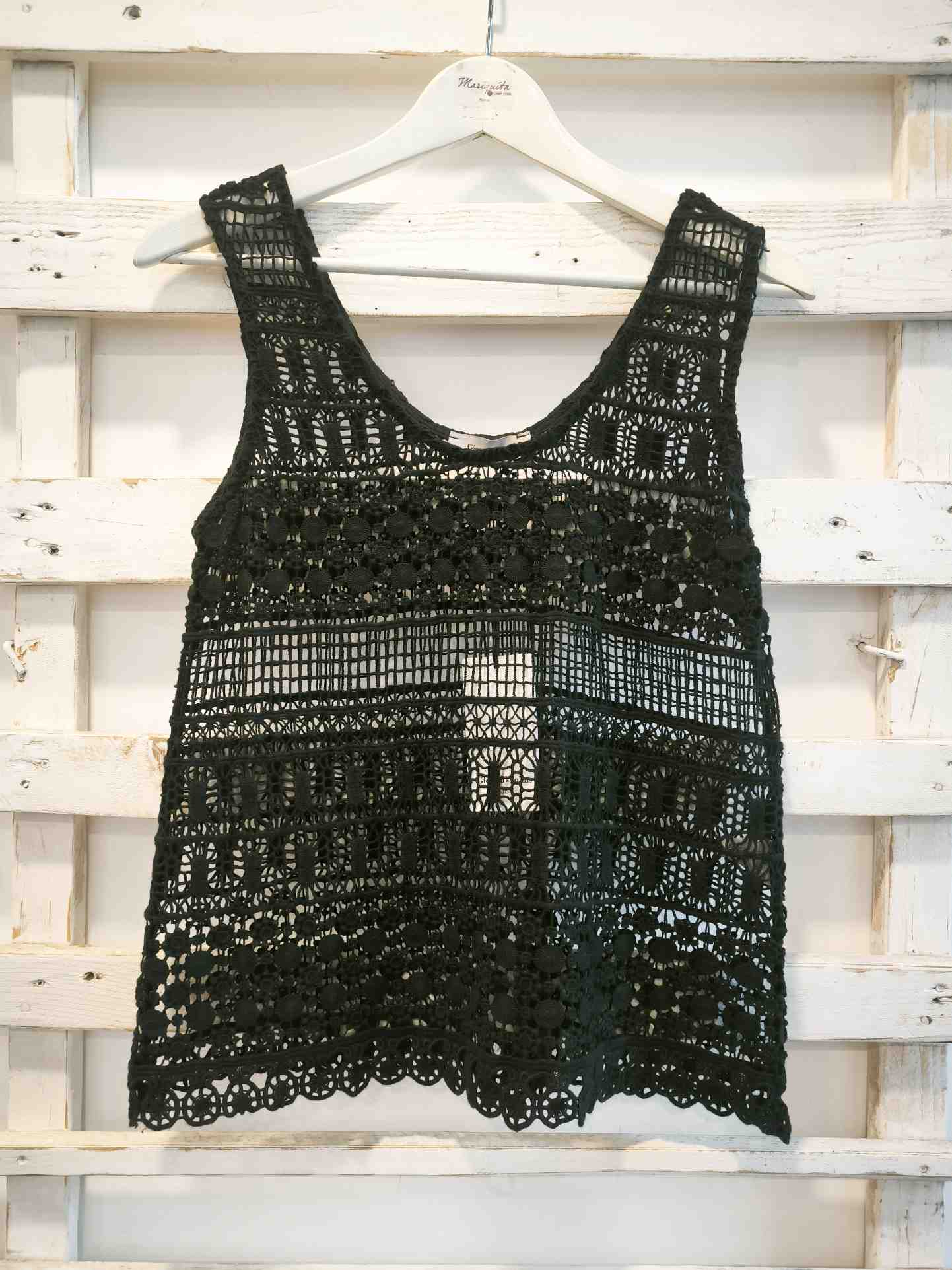 TOP CROCHET - nero