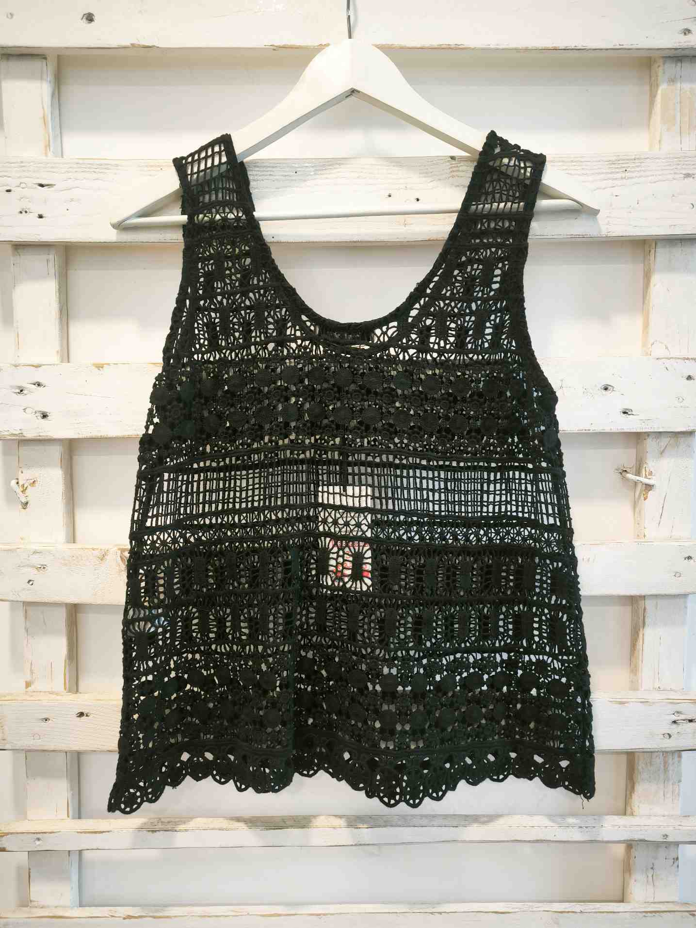 TOP CROCHET - nero