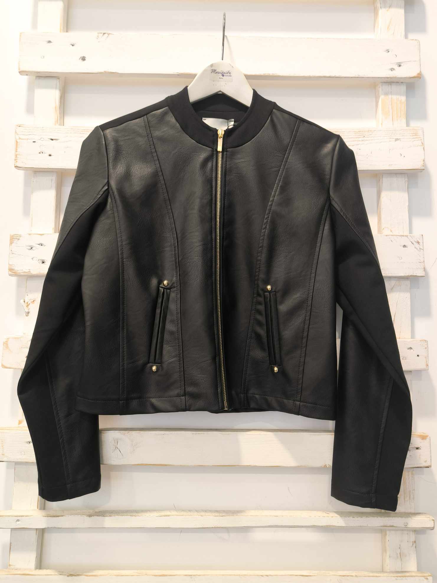 GIUBBINO CON INSERTI - nero