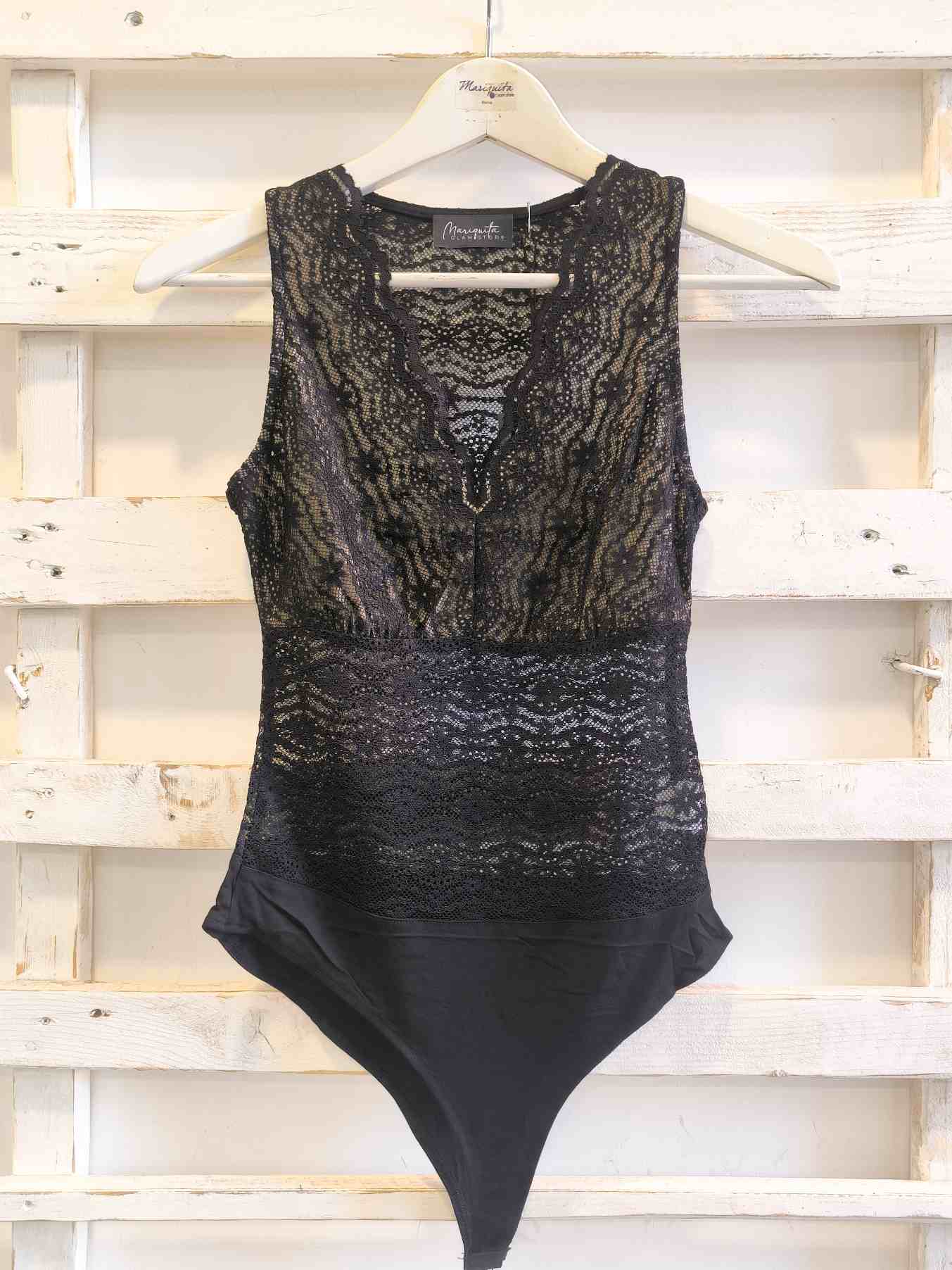 body pizzo - Nero/nude