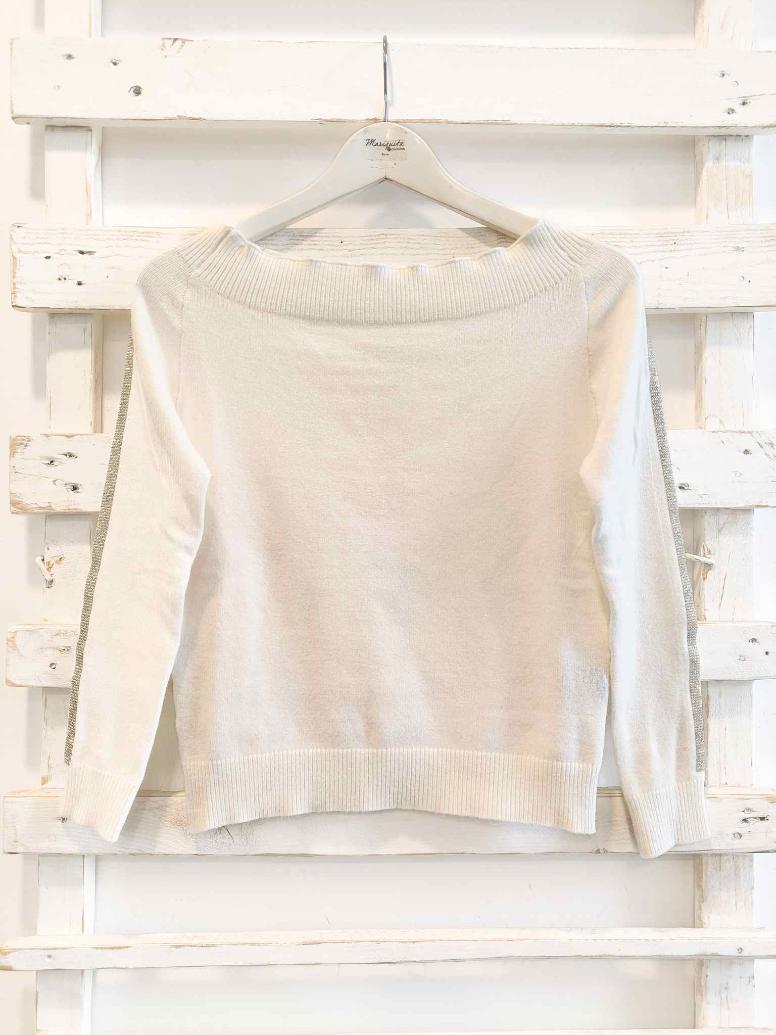 MAGLIA STRASS - panna