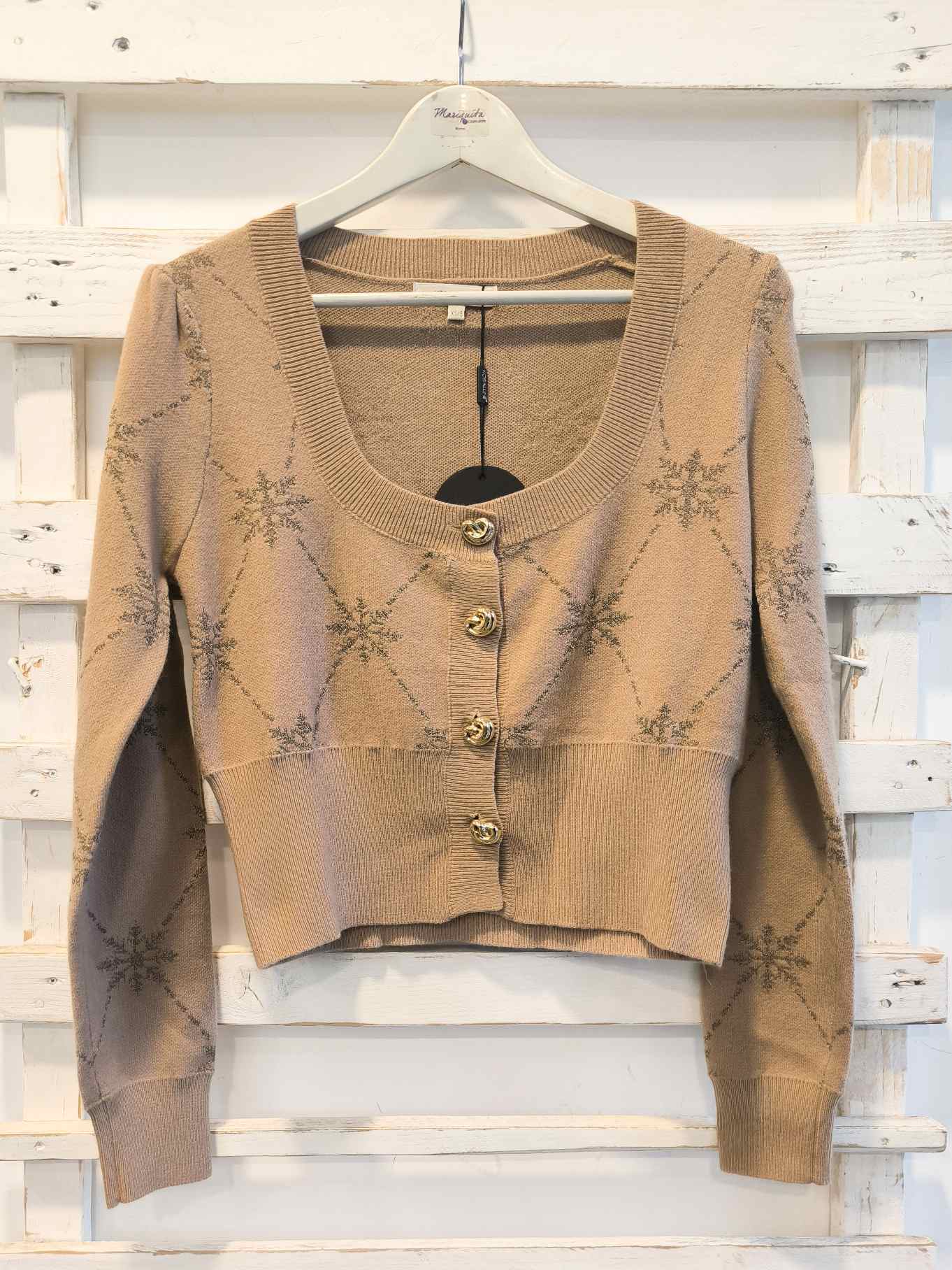 CARDIGAN JACQUARD - sabbia