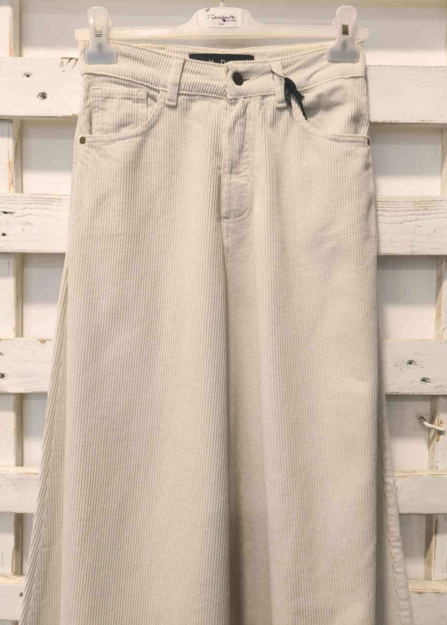 PANTALONE PALAZZO VELLUTO - Burro