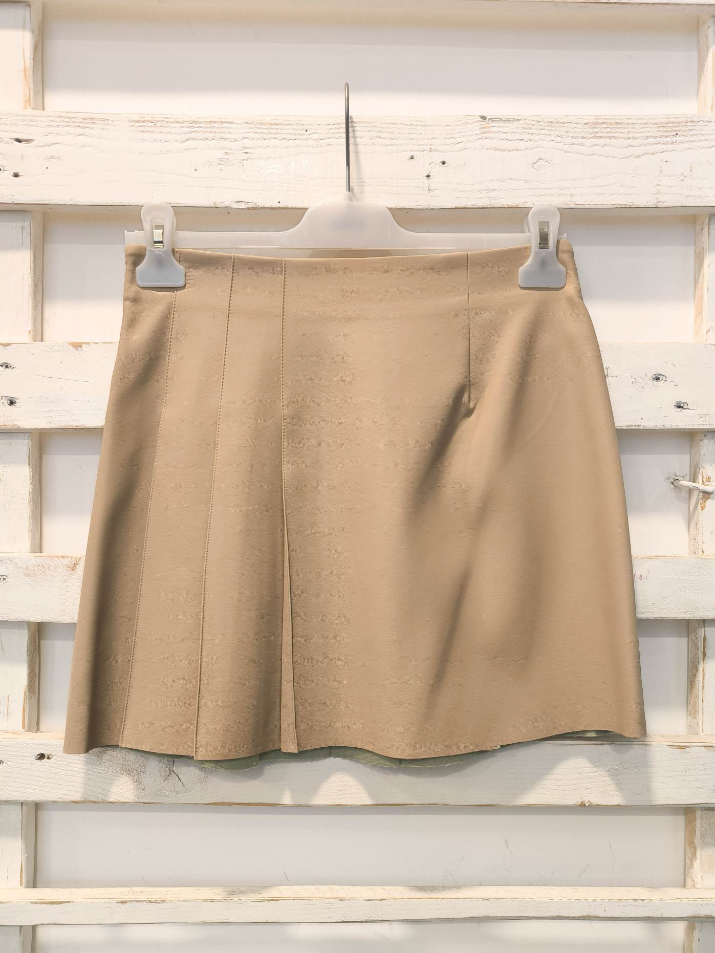 MINIGONNA ECOPELLE PIEGHE - sabbia