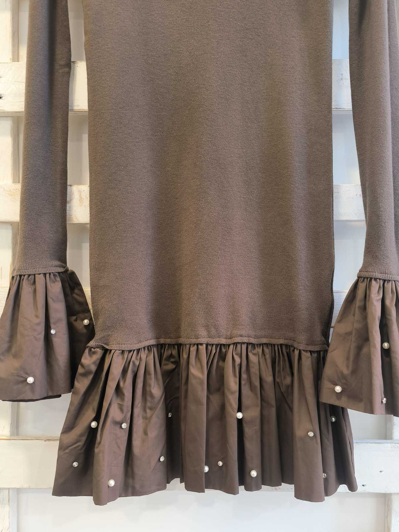 abito maglia perle - moro