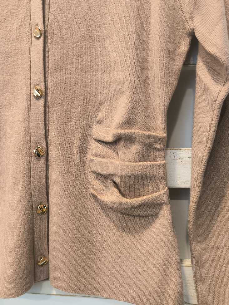 CARDIGAN CON ARRICCIO - sabbia