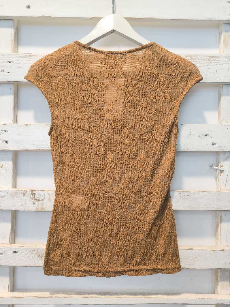 TOP RICAMO - Caramello