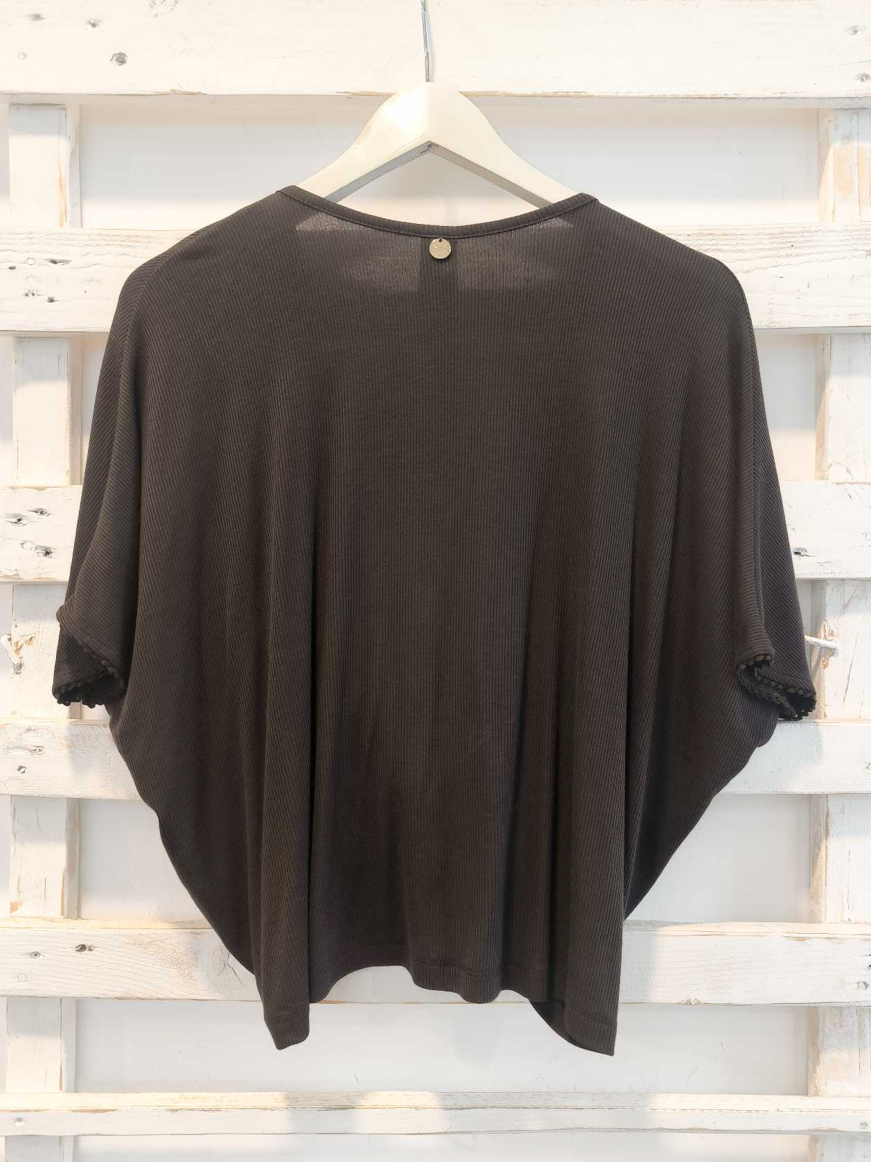 MAGLIA INCROCOATA COSTINA - FONDENTE