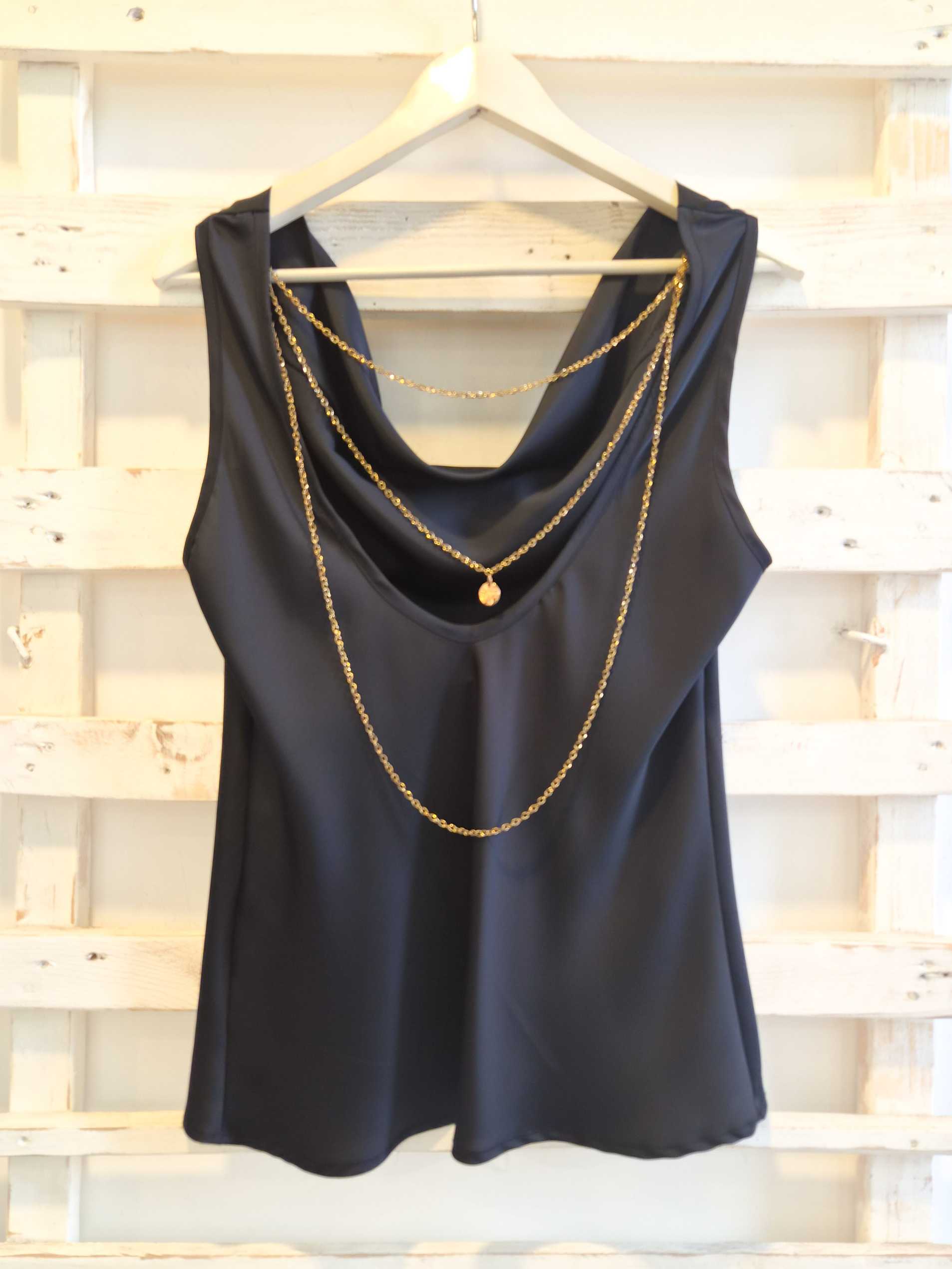 TOP SCOLLO CATENA - nero
