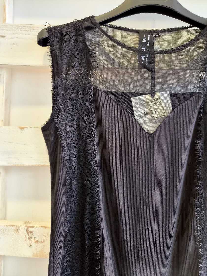 BODY CON PIZZO - nero