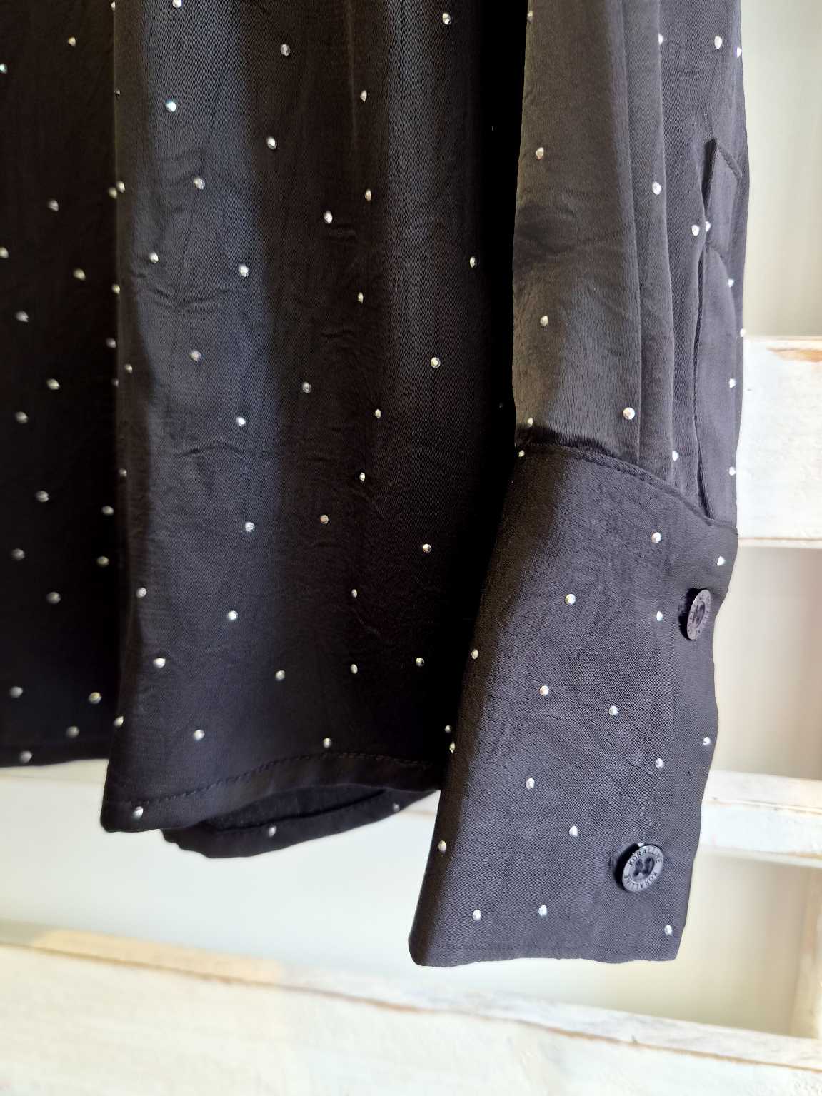CAMICIA GEORGETTE STRASS - nero
