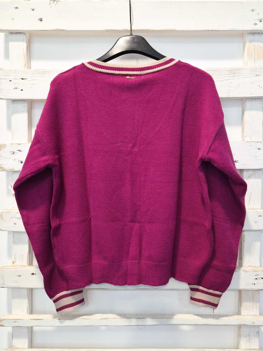 MAGLIA SCOLO A V - Magenta