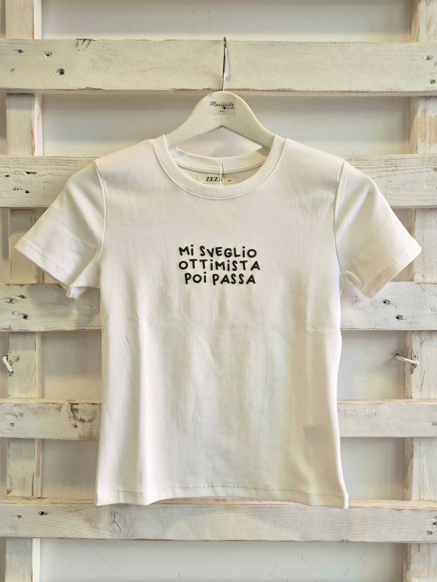 T-SHIRT OTTIMISTA - Bianco