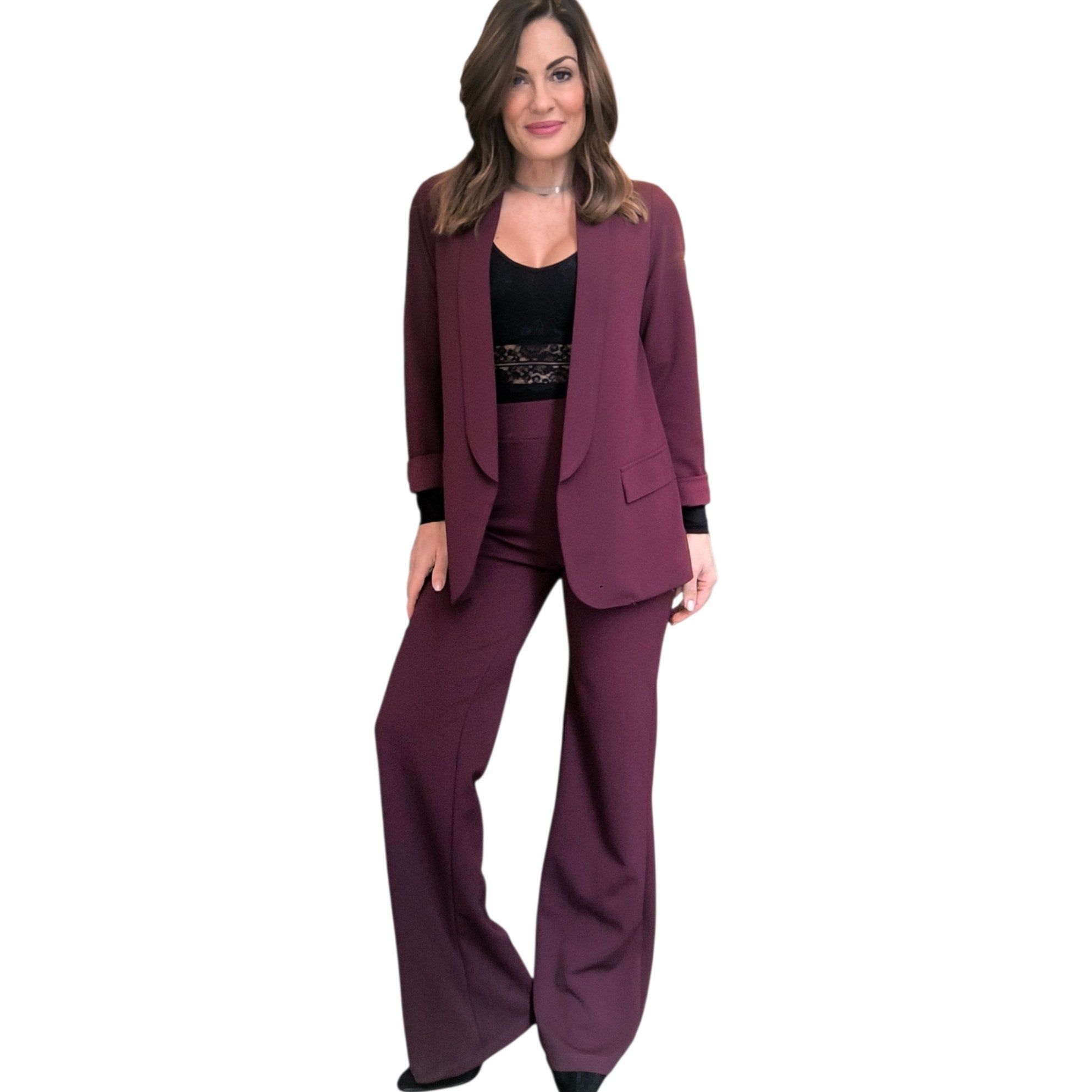 PANTALONE PALAZZO - Burgundy