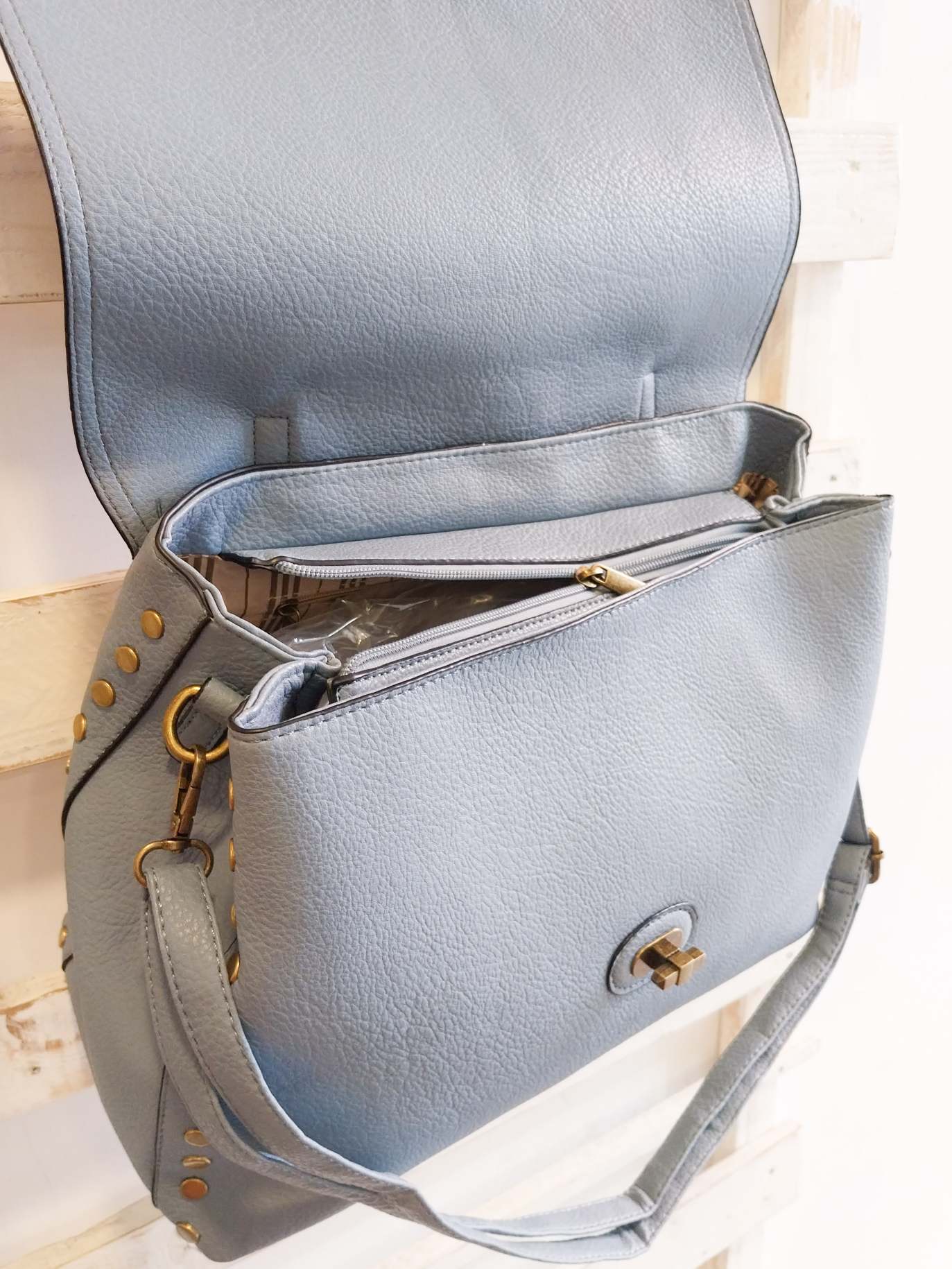 Borsa borchie - LIGHT BLUE