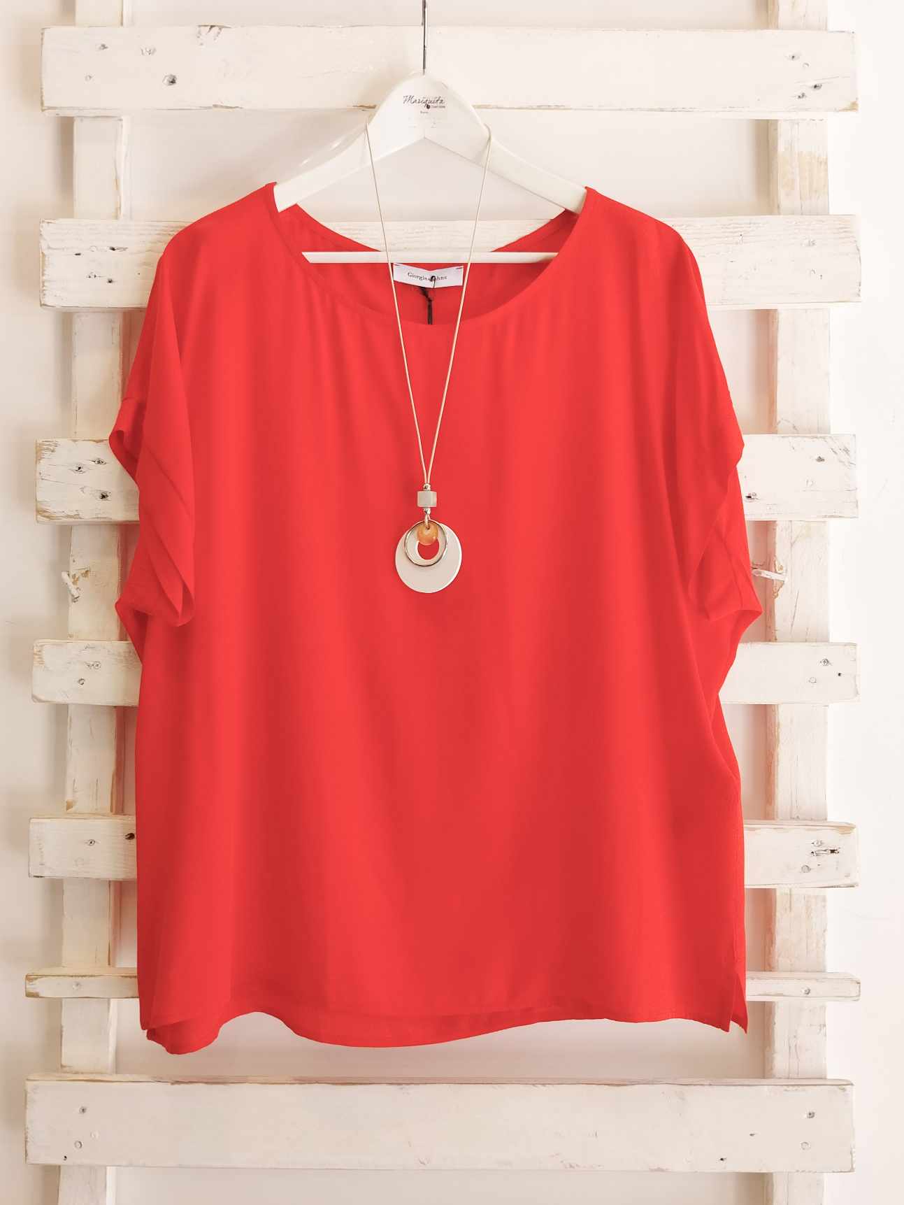 KIMONO CON COLLANA - rosso