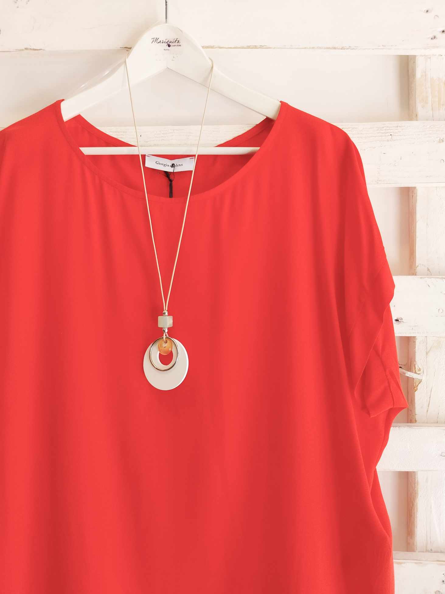 KIMONO CON COLLANA - rosso