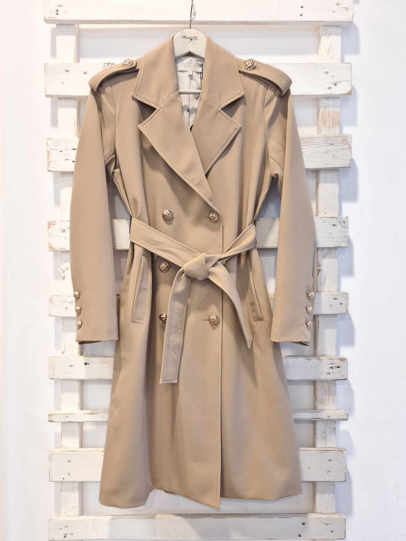 TRENCH CON BOTTONI ORO - beige