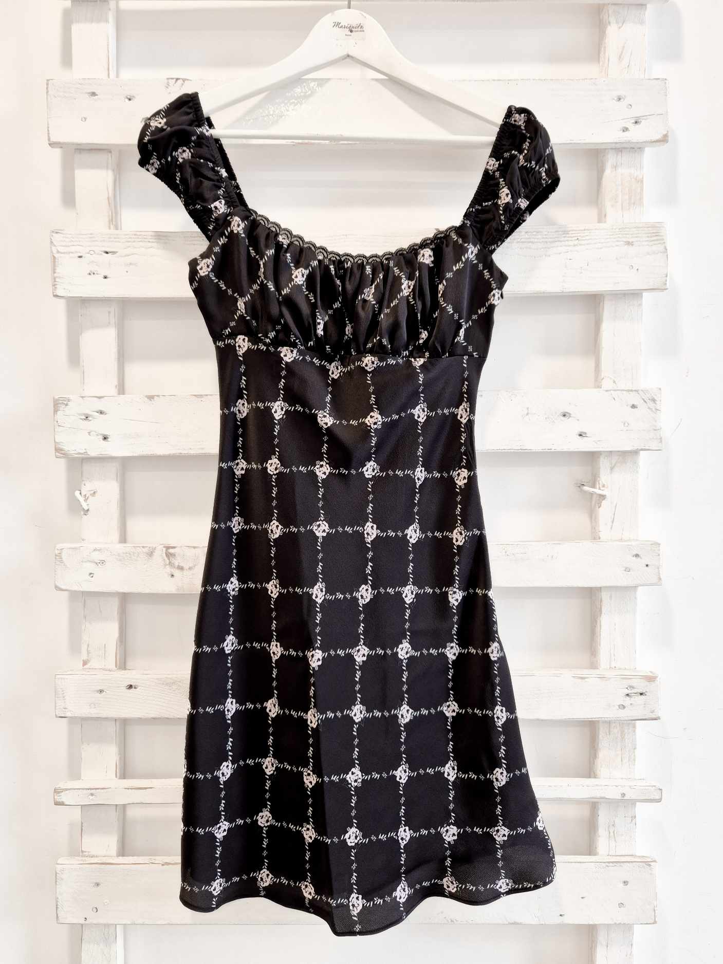 ABITO CORTO FIORI - BLACK