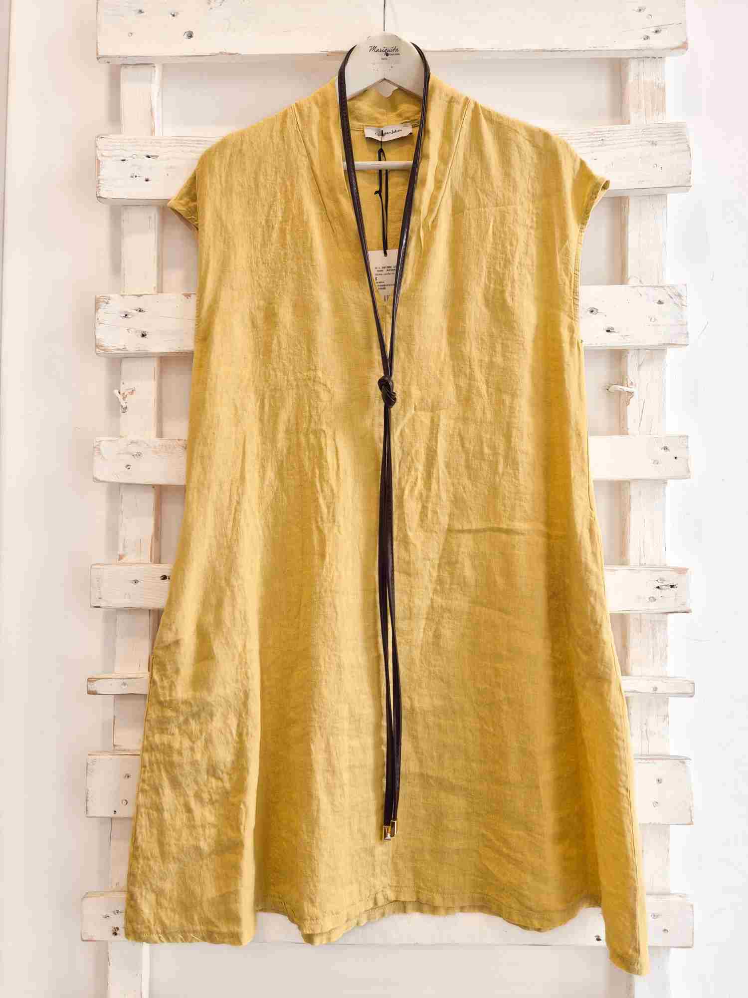 ABITO CORTO IN LINO - Giallo