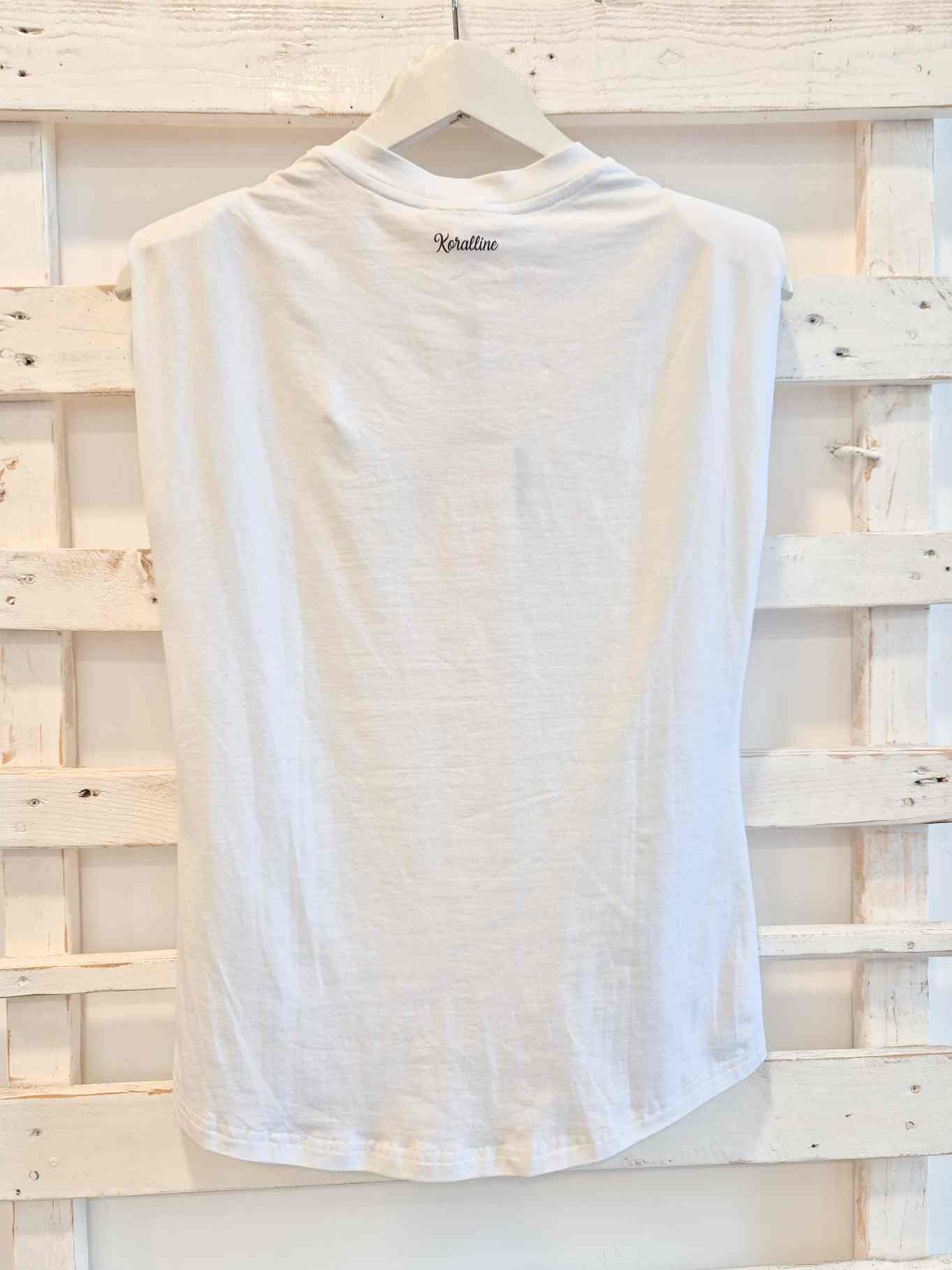 T-SHIRT SMANICATA - bianca