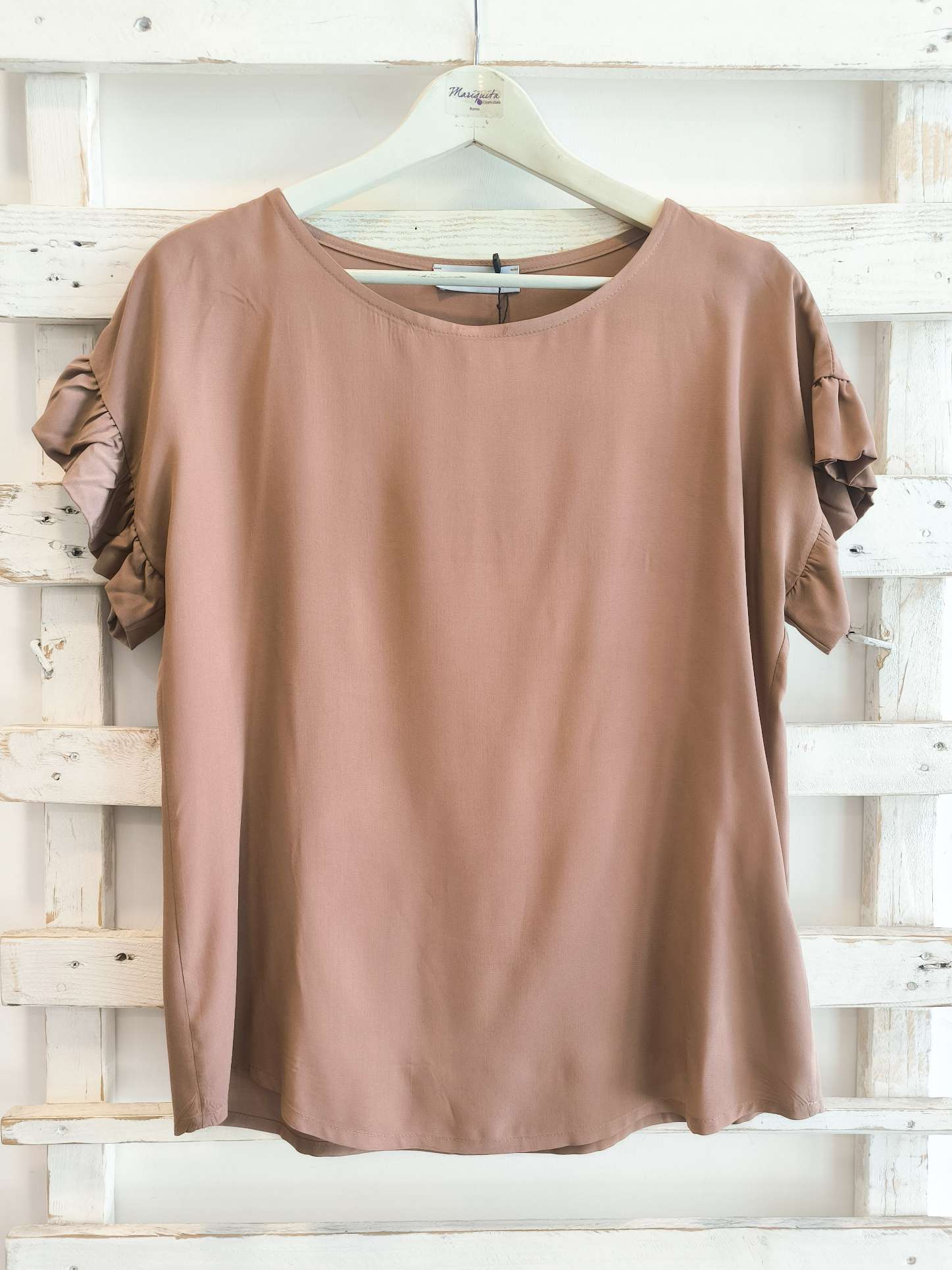 BLUSA MANICA VOLANTS - Nocciola