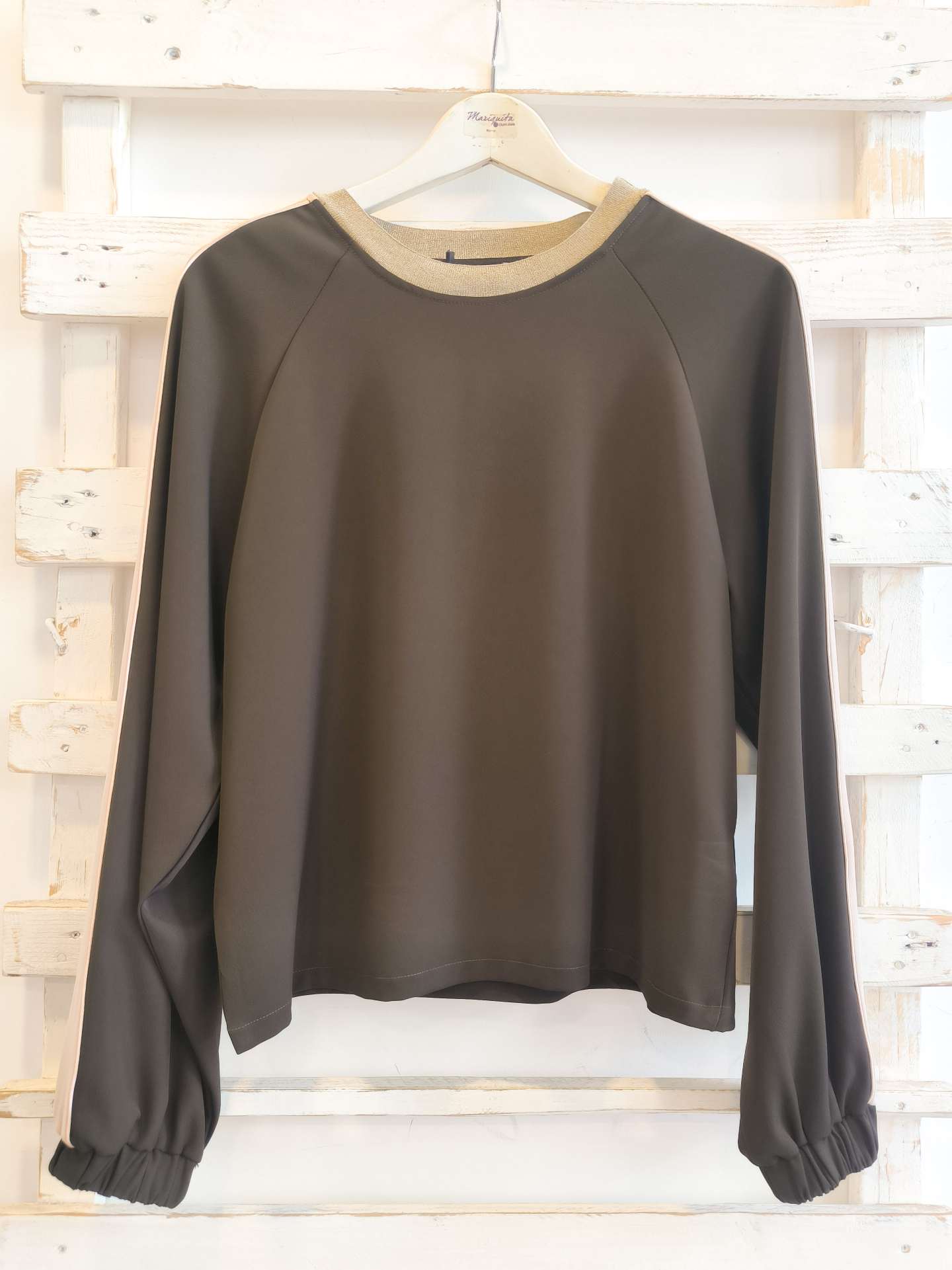 FELPA BANDA LATERALE - CIOCCOLATA