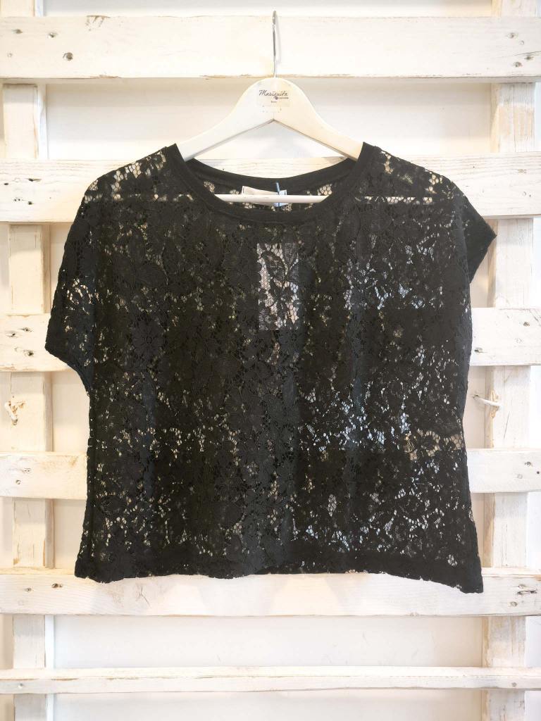 maglia in pizzo - nero