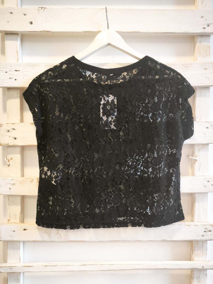 maglia in pizzo - nero