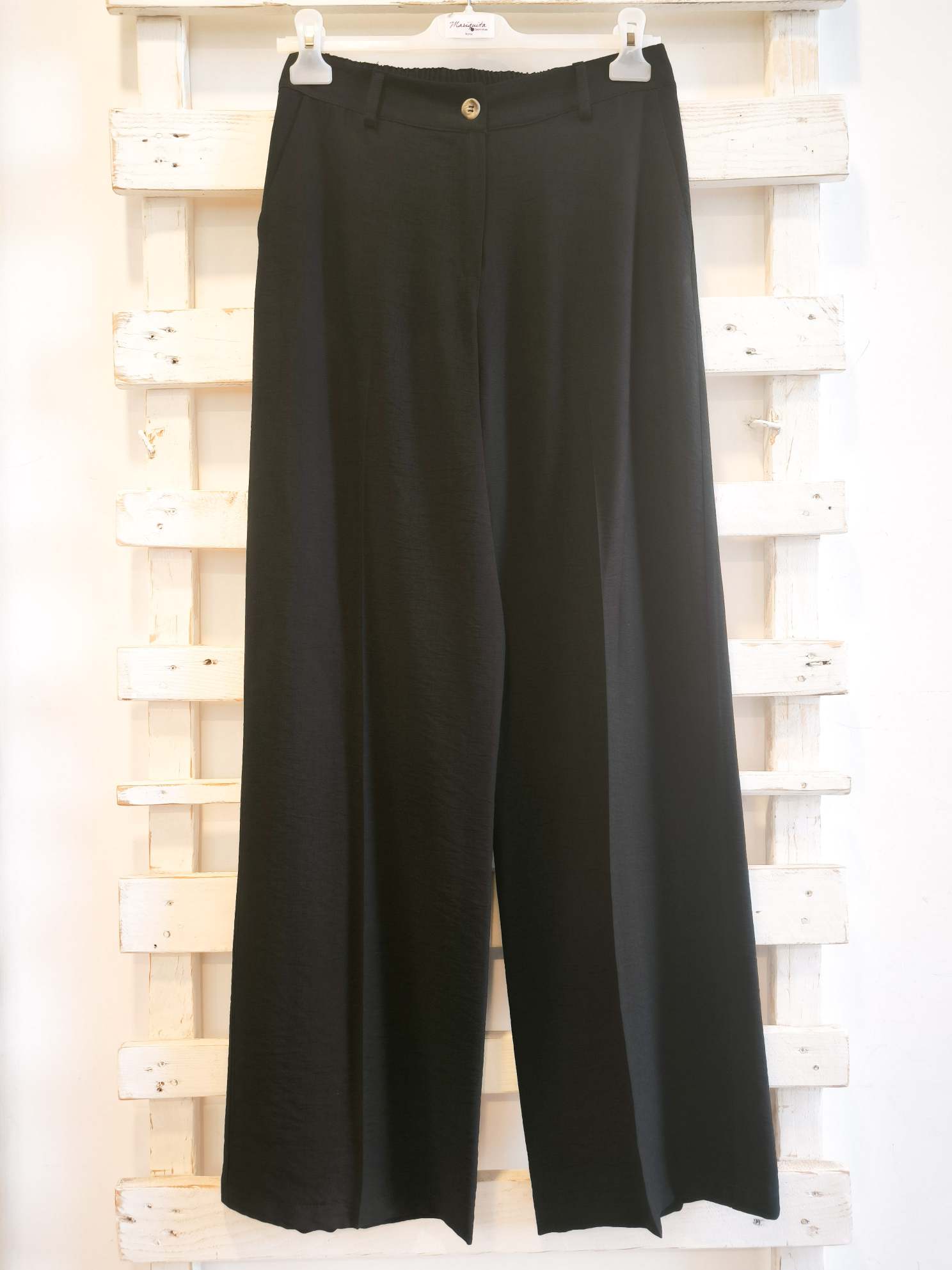 pantalone tessuto mosso - nero