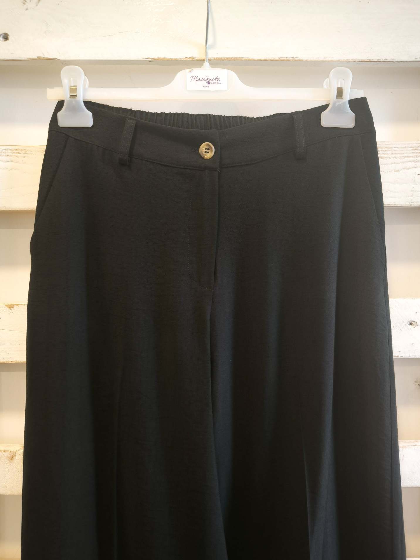 pantalone tessuto mosso - nero