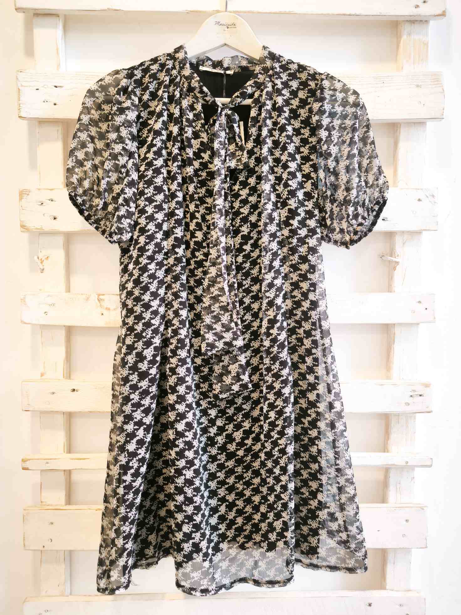 ABITO PIED DE POULE - bianco/nero