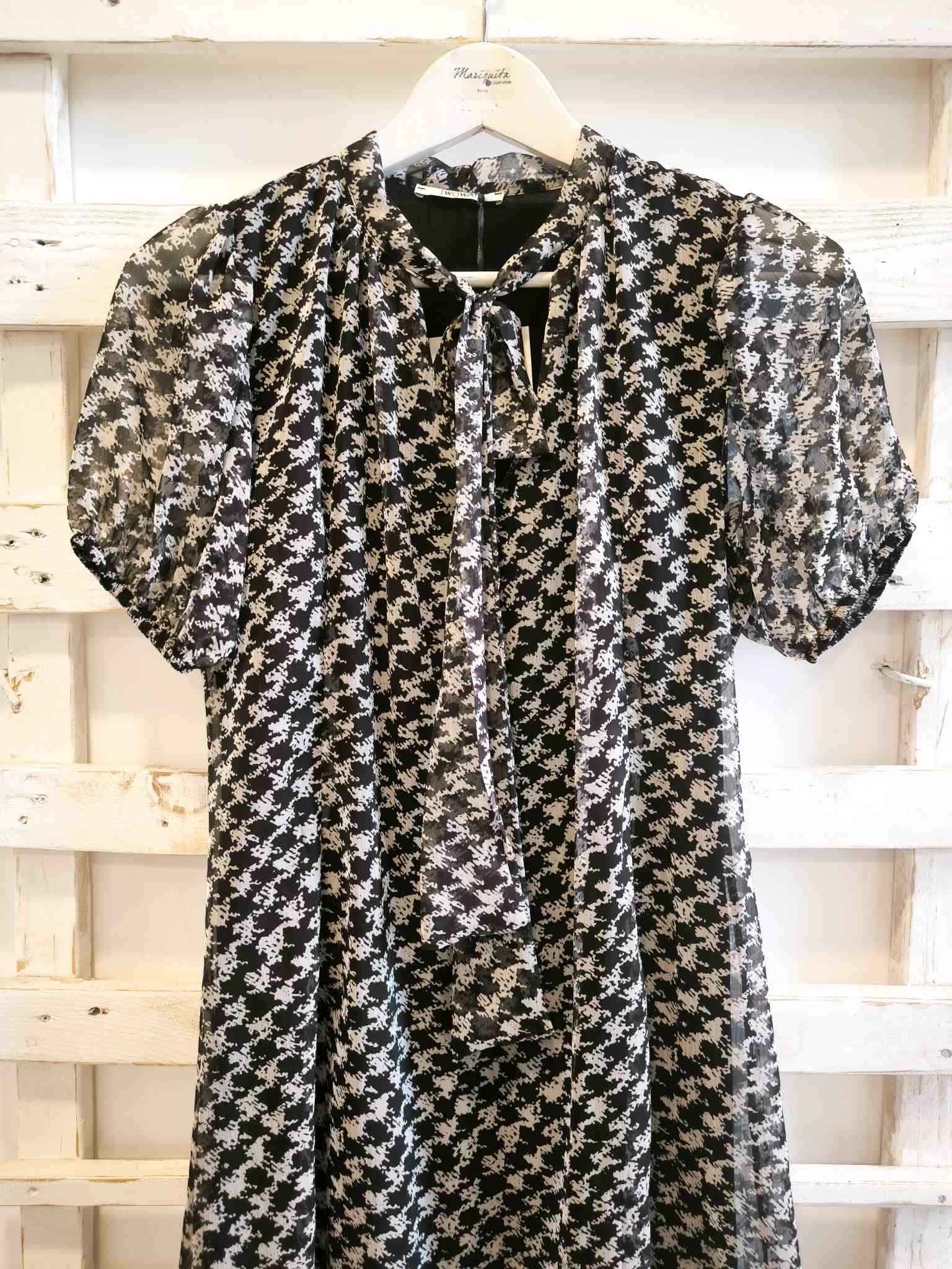 ABITO PIED DE POULE - bianco/nero