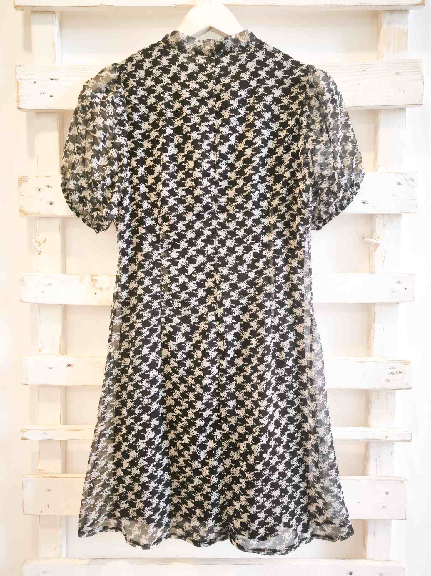 ABITO PIED DE POULE - bianco/nero