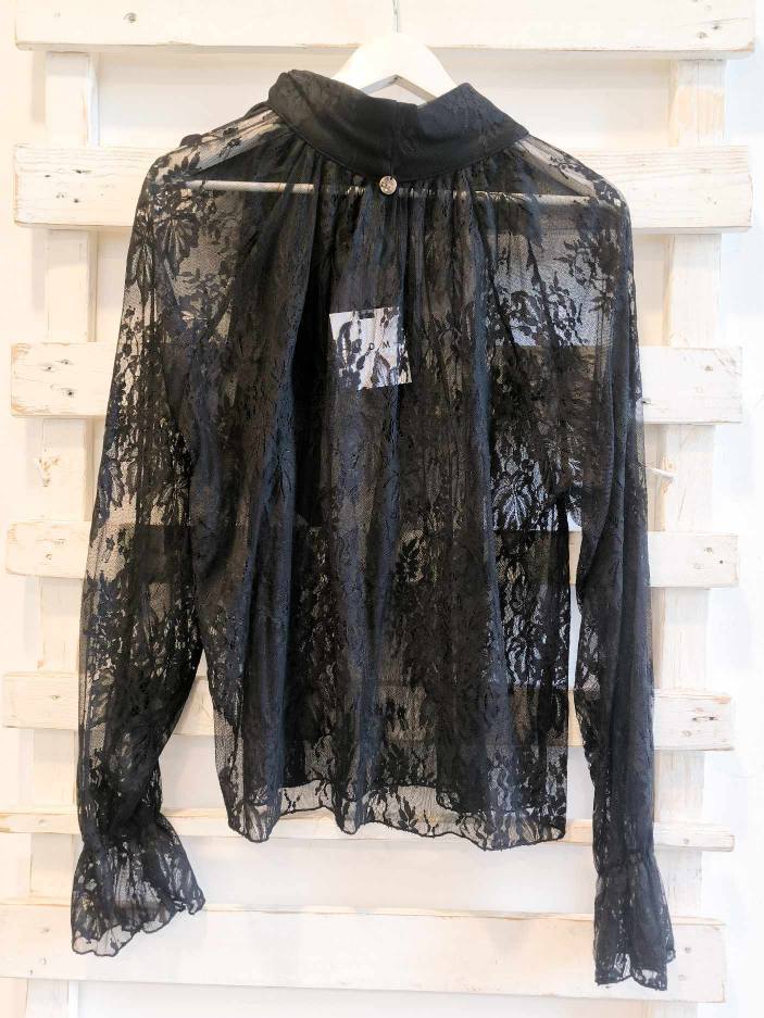 BLUSA IN PIZZO - nero