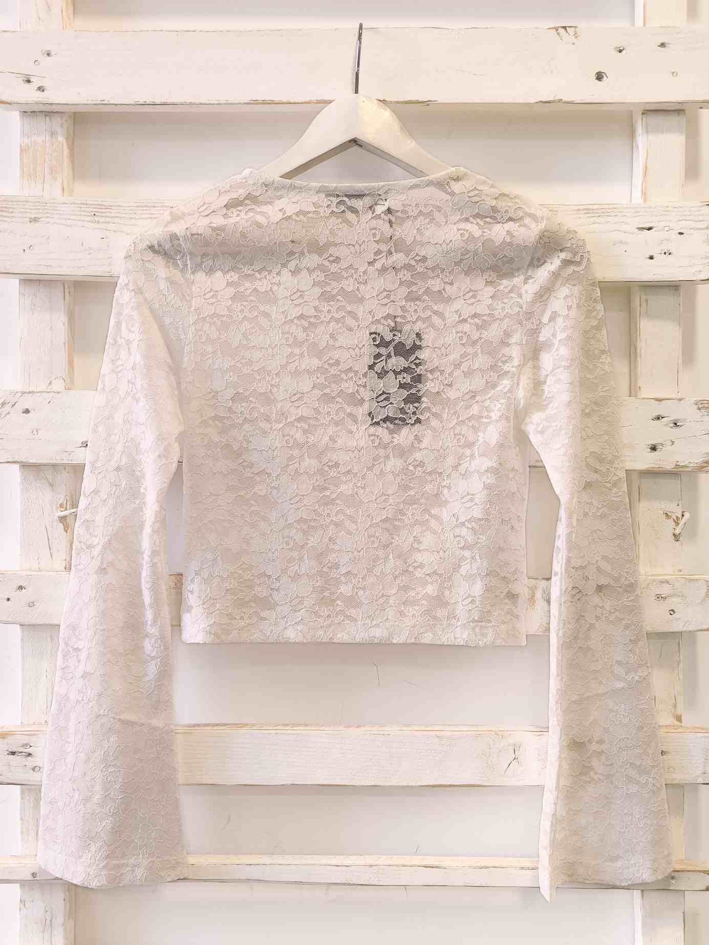 maglia crop pizzo - bianca