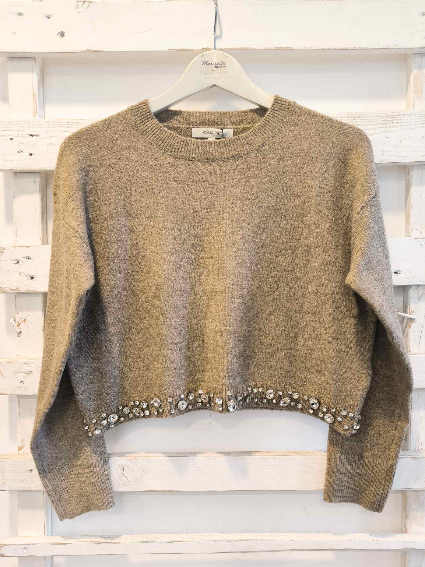 MAGLIA CON CASTONI - sabbia