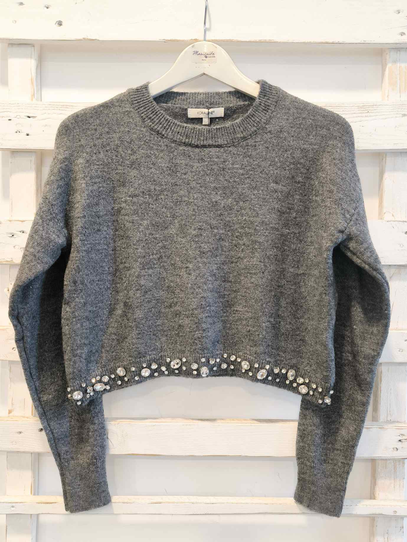 MAGLIA CON CASTONI - Grigio