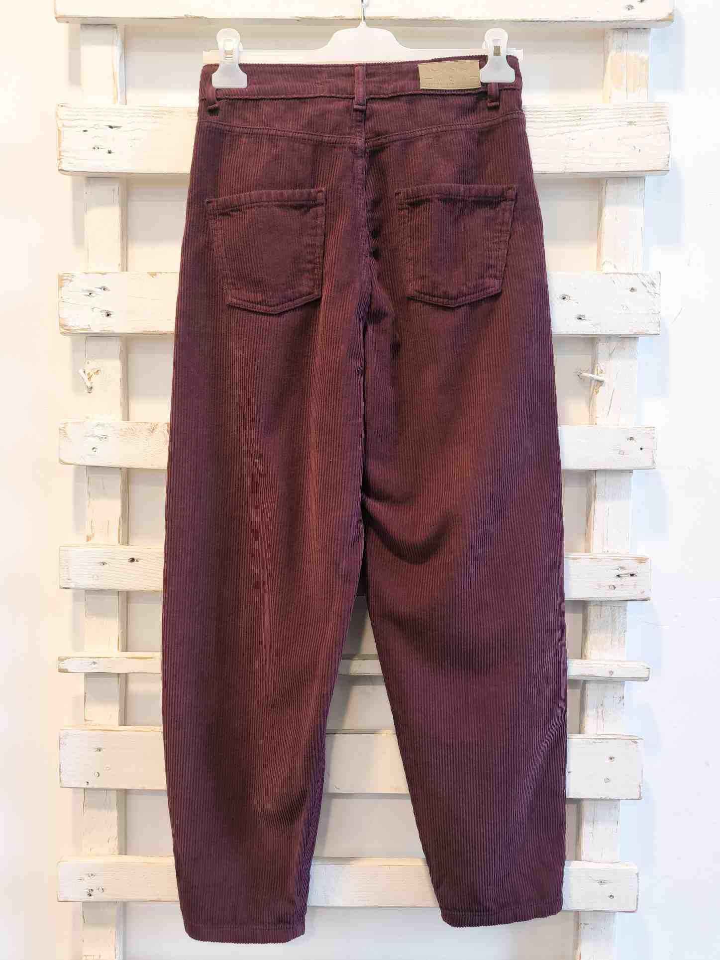 PANTALONE BOY FIT VELLUTO - Burgundy