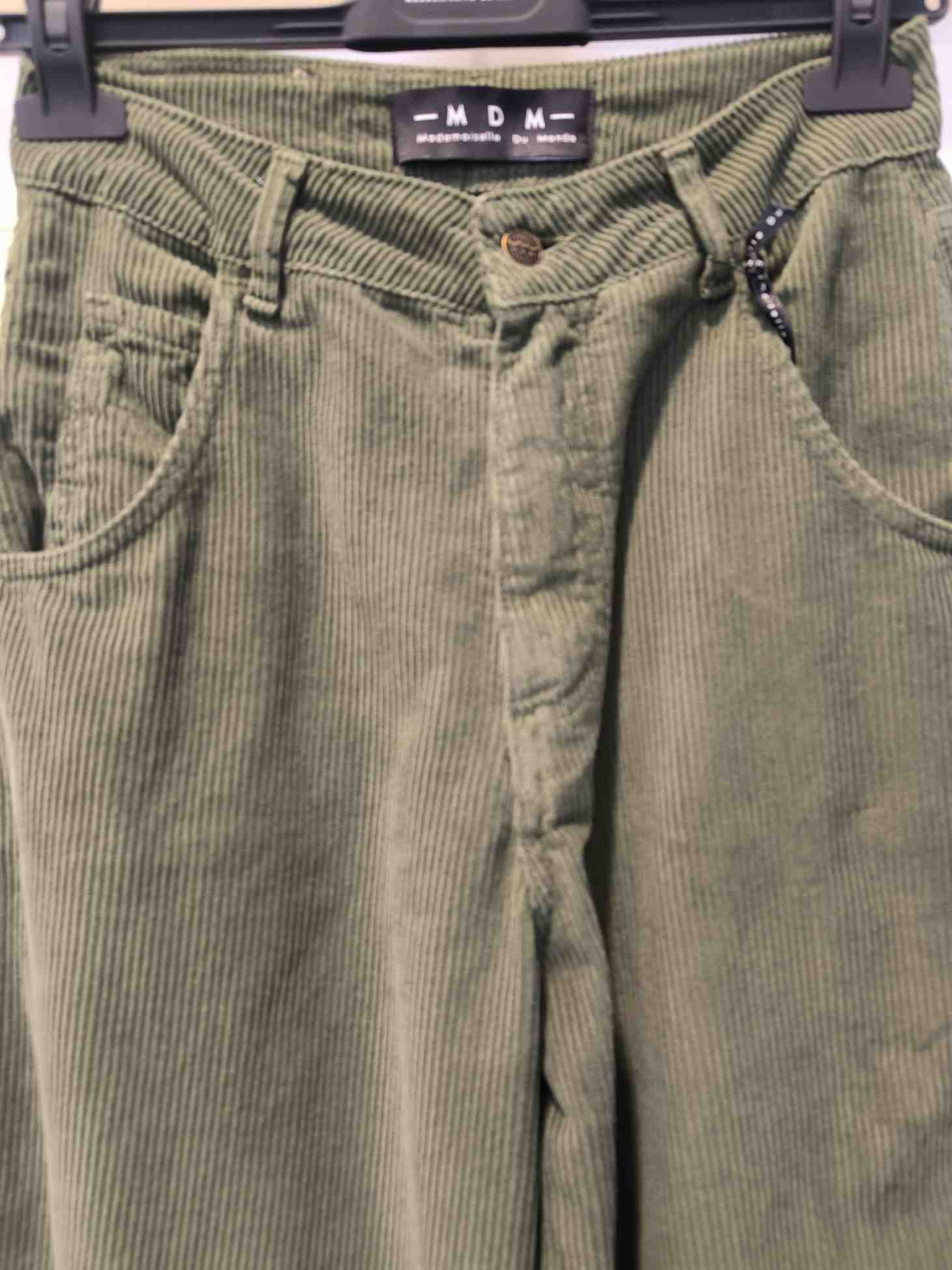 PANTALONE BOY FIT VELLUTO - MILITARY